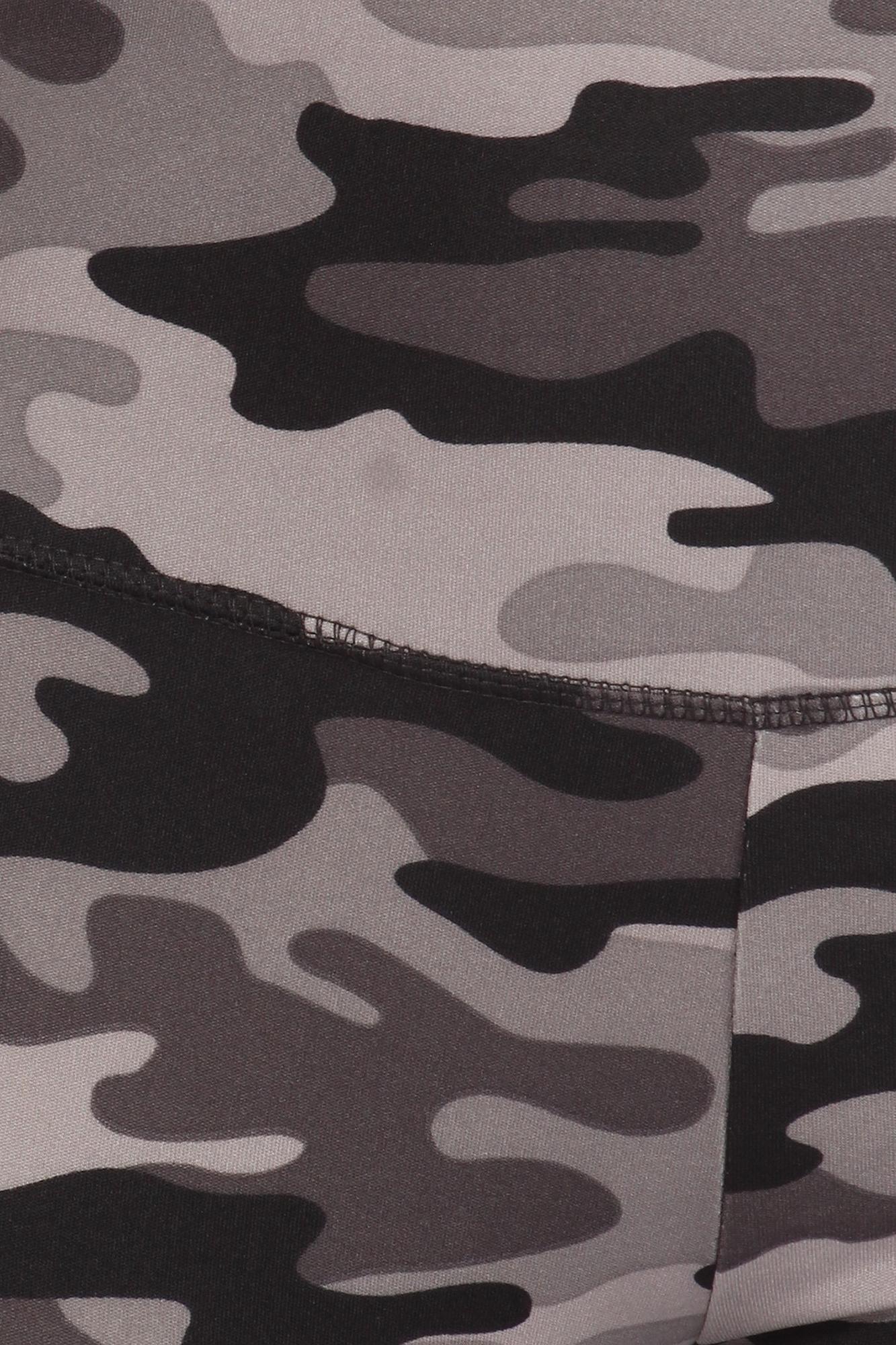 2 Piece Charcoal Camouflage Crop Top and Legging Set