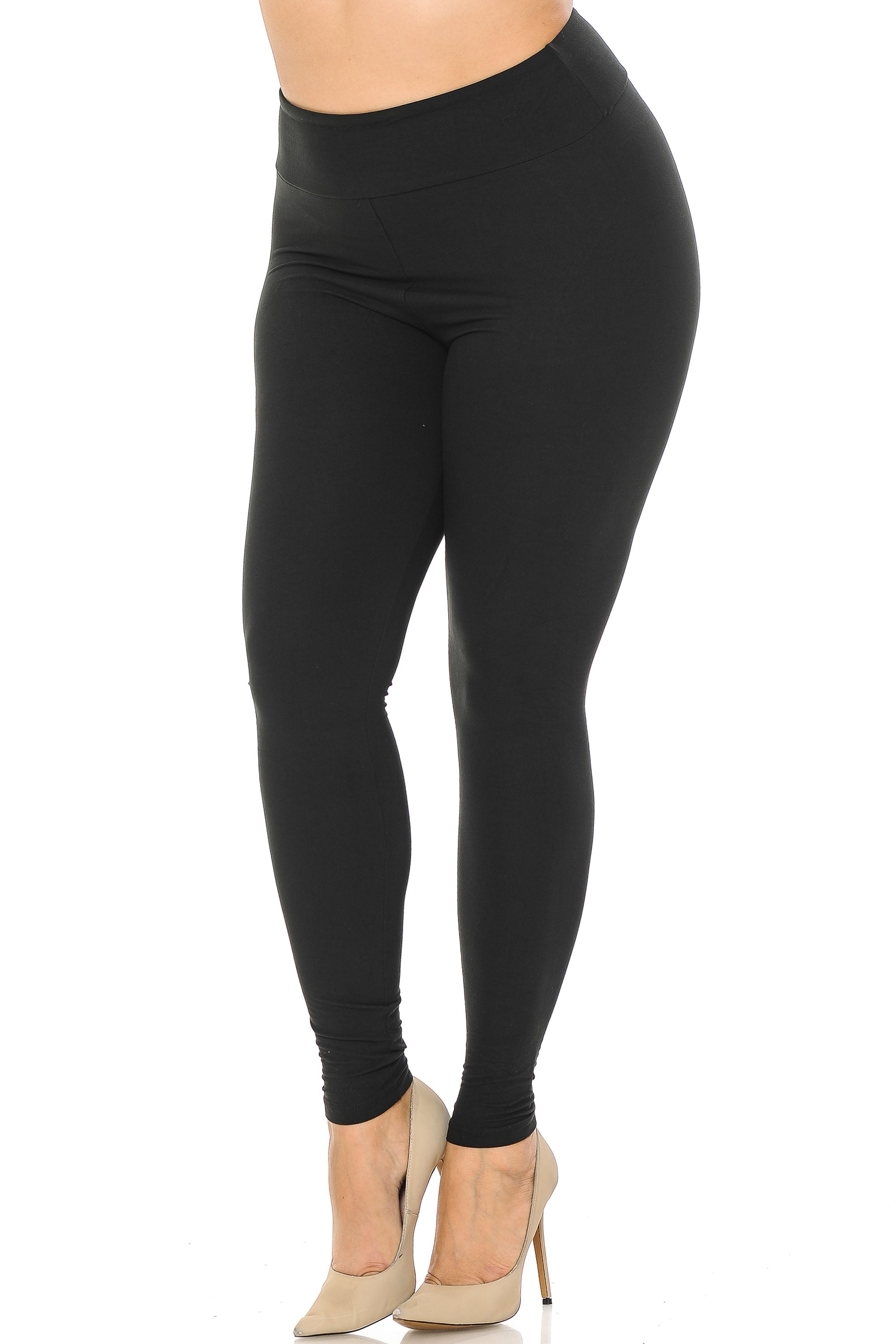 Buttery Smooth Basic Solid Plus Size Leggings | EEVEE | 3 Inch