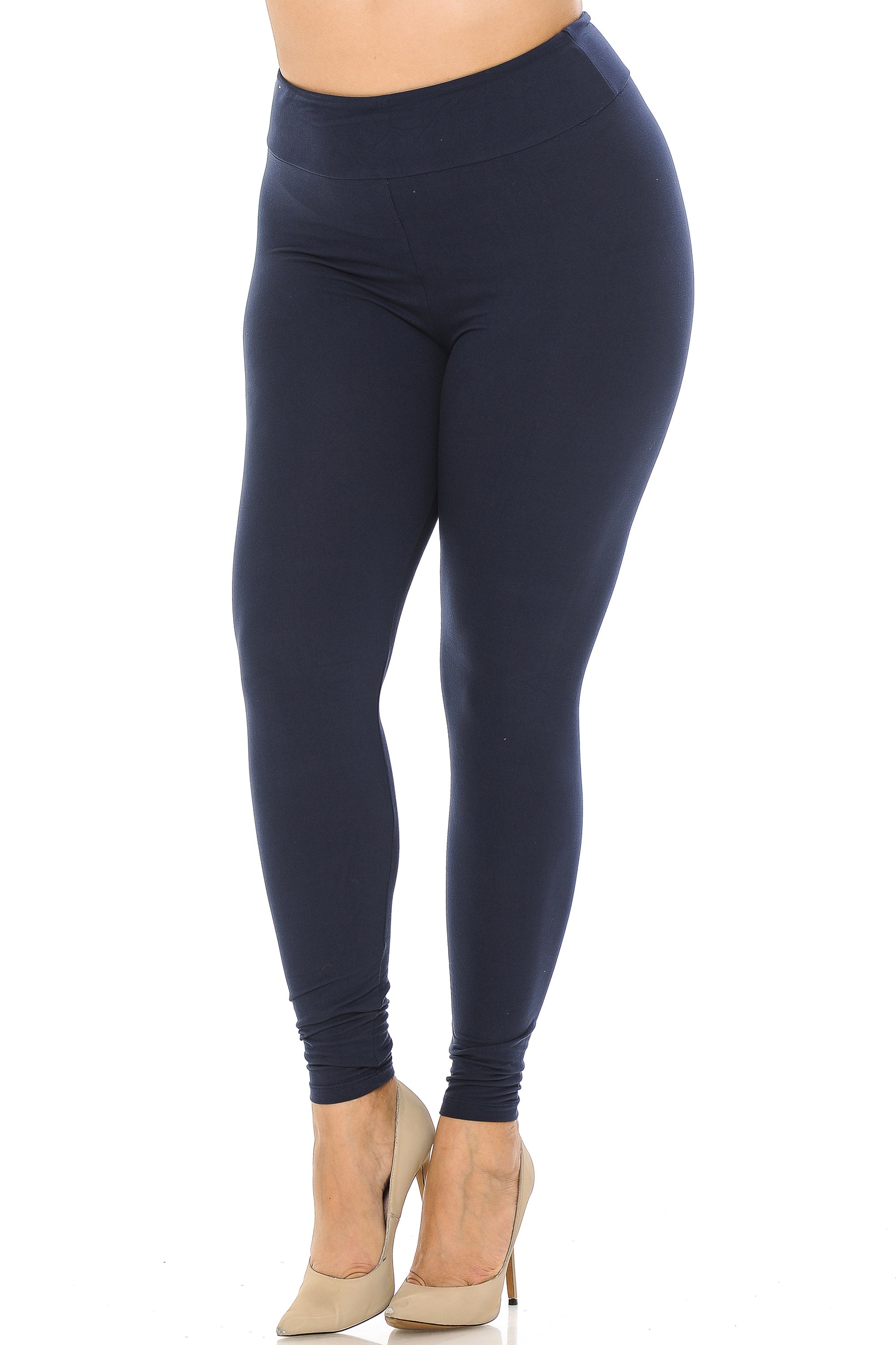 Buttery Smooth Basic Solid Plus Size Leggings - EEVEE - 3 Inch