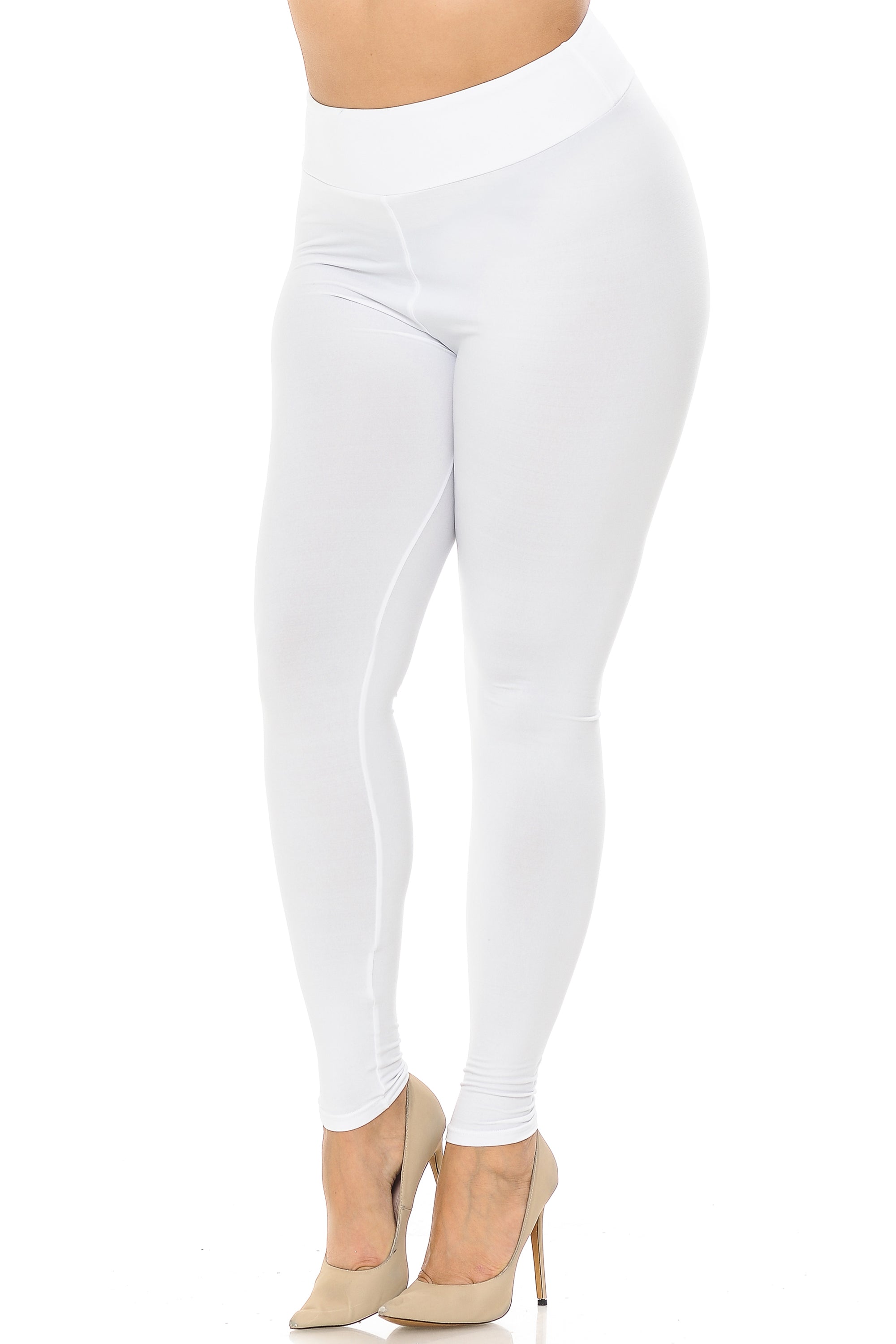 Buttery Smooth Basic Solid Plus Size Leggings - EEVEE - 3 Inch