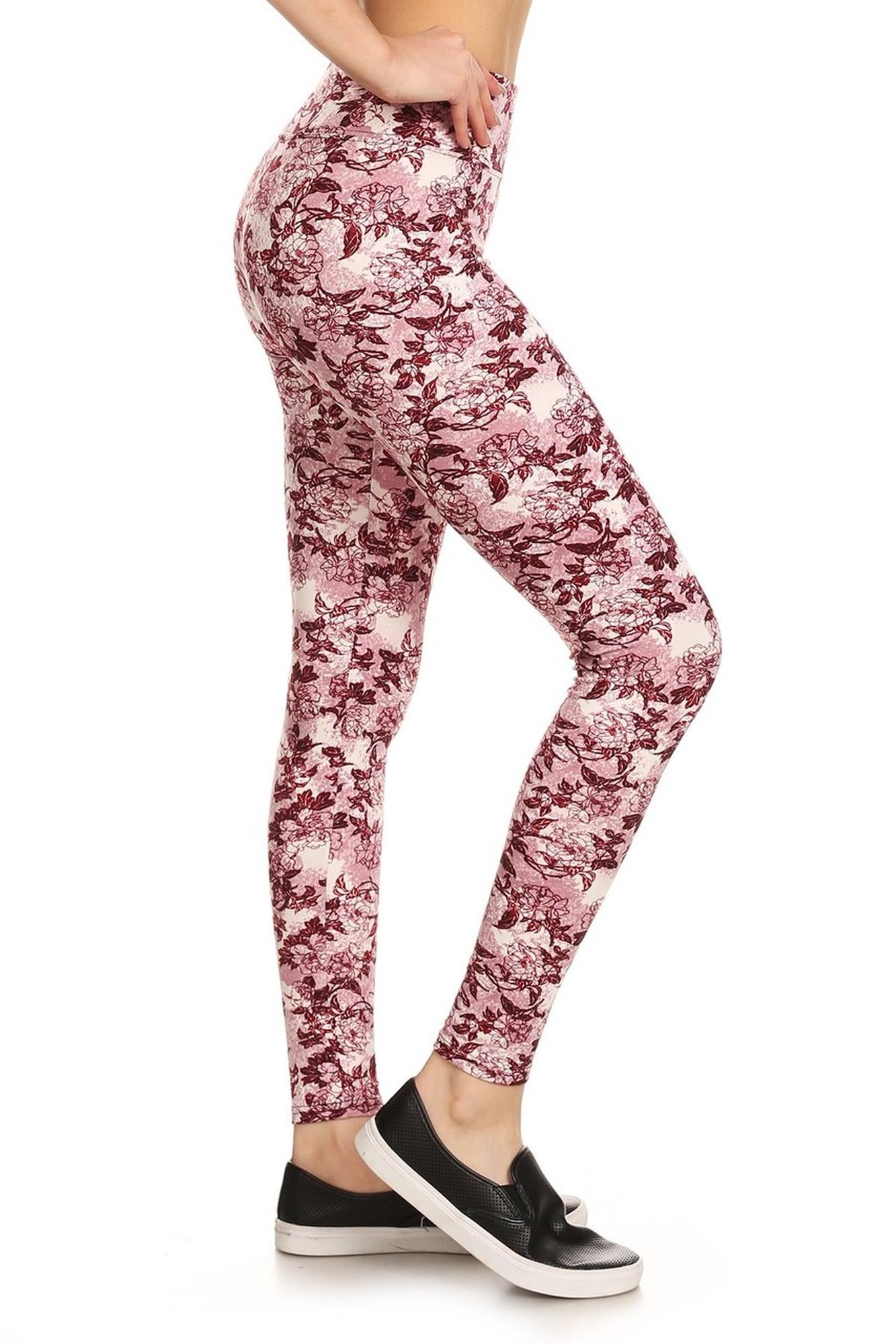 Brushed High Waisted Rosetta Rose Sport Leggings