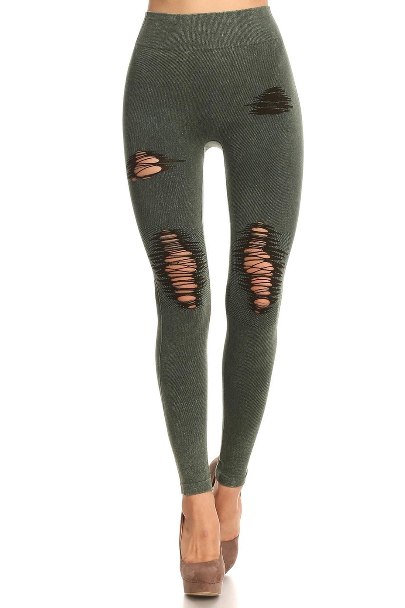 Vintage High Waisted Shredded Cotton Leggings