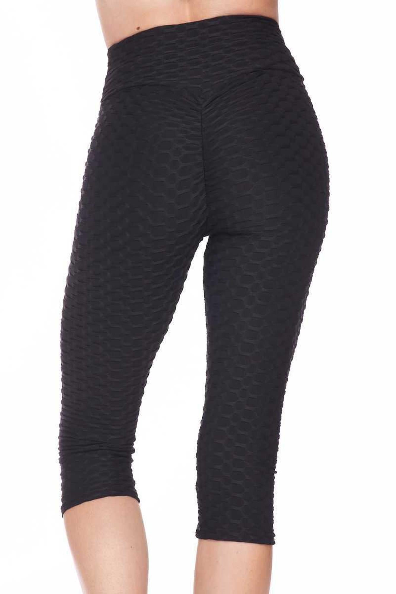 Scrunch Butt Textured High Waisted Plus Size Capris