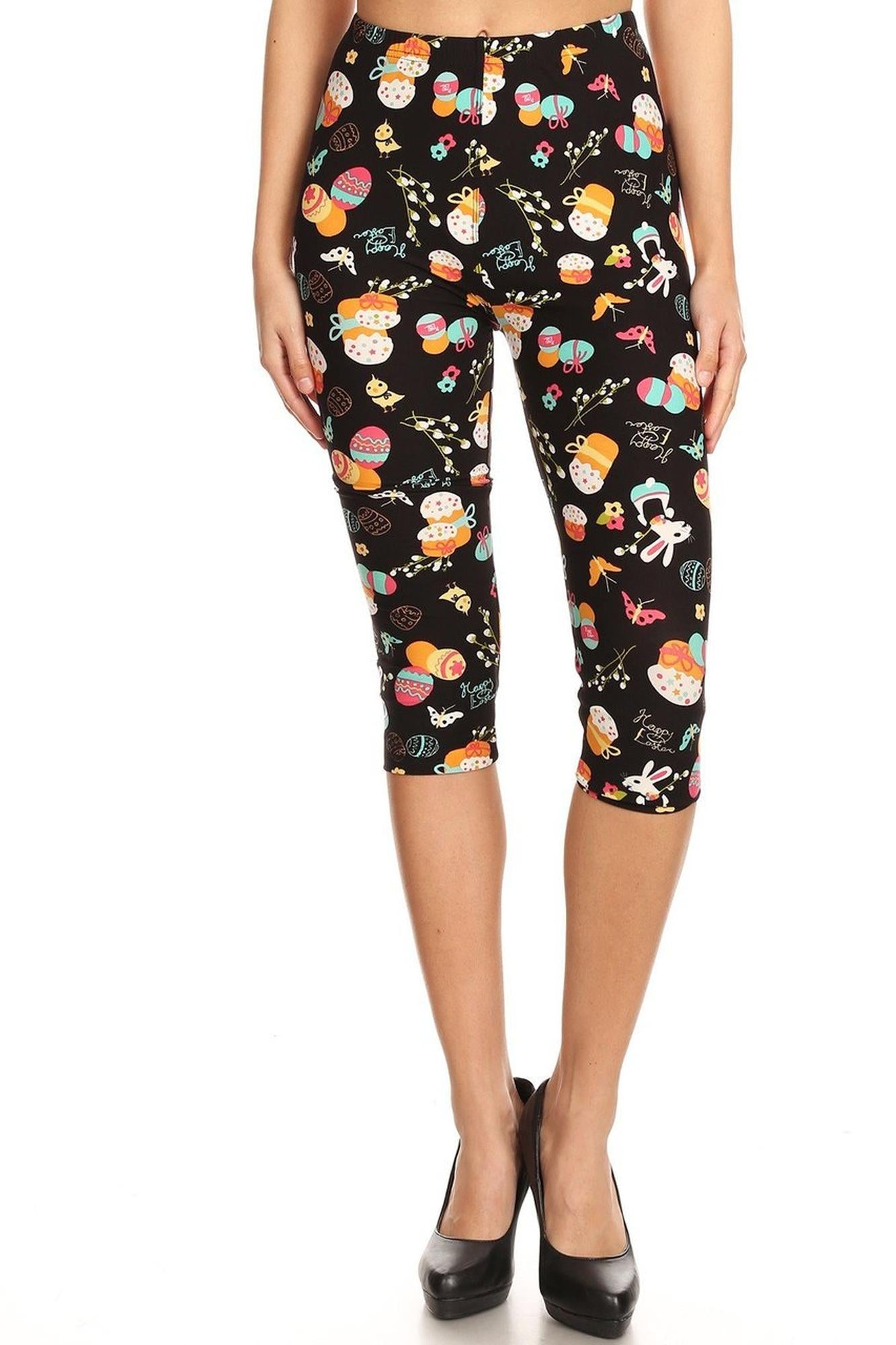 Buttery Soft Easter Extravaganza Plus Size Capris (One Size Plus,Multi Color Bold)