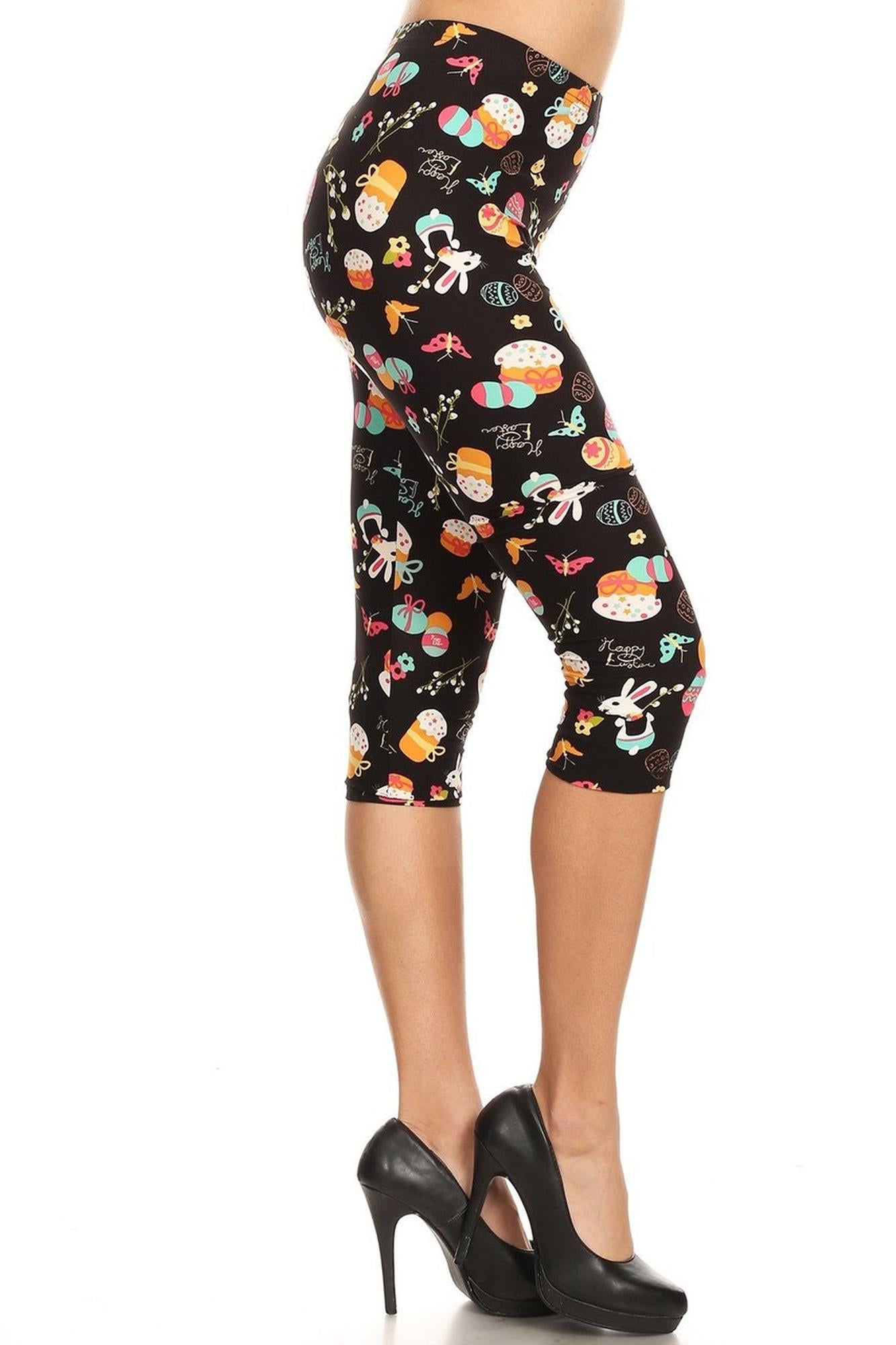 Buttery Soft Easter Extravaganza Plus Size Capris (One Size Plus,Multi Color Bold)