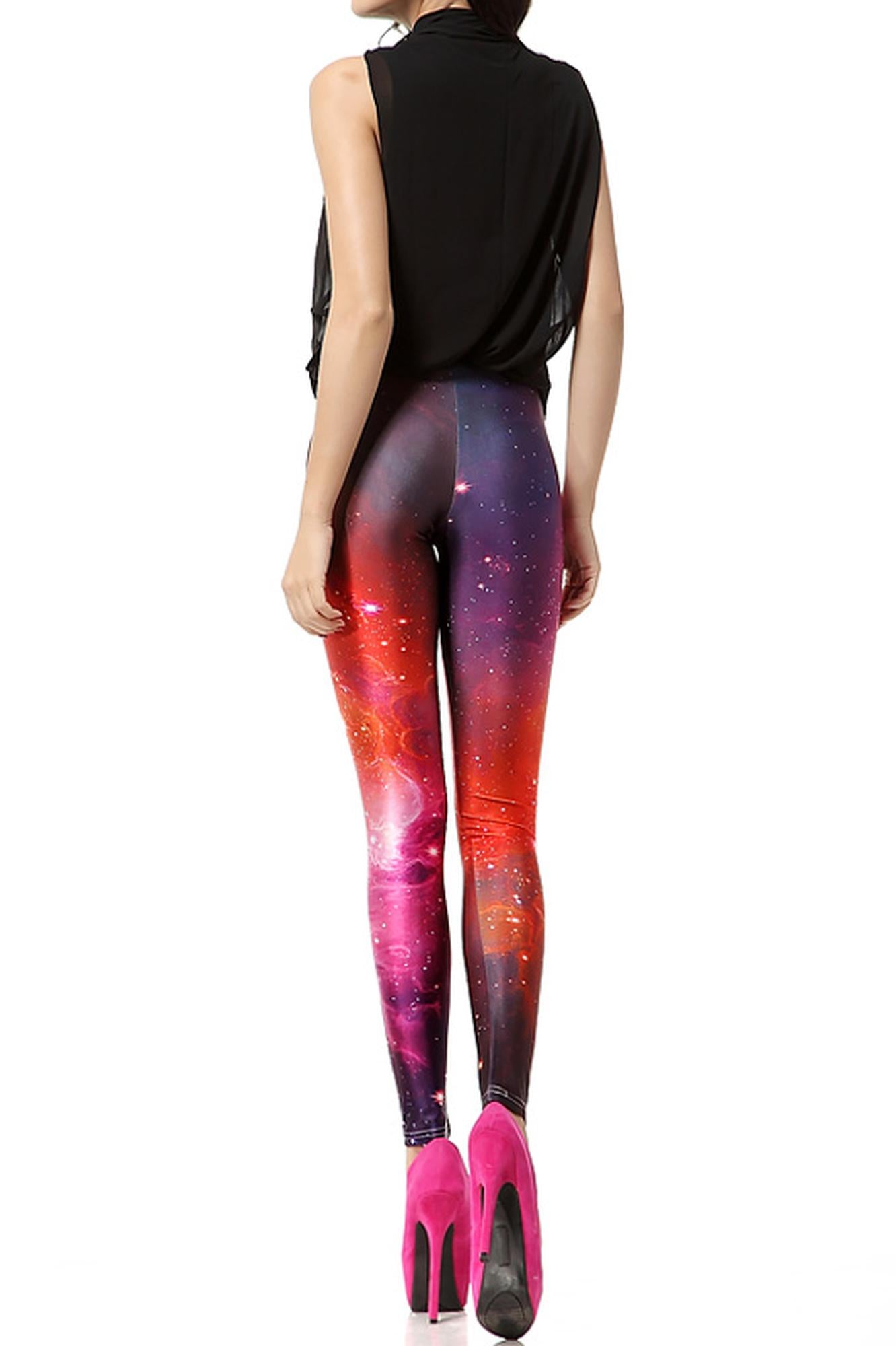Premium Graphic Print Ruby Color Blast Cosmos Leggings