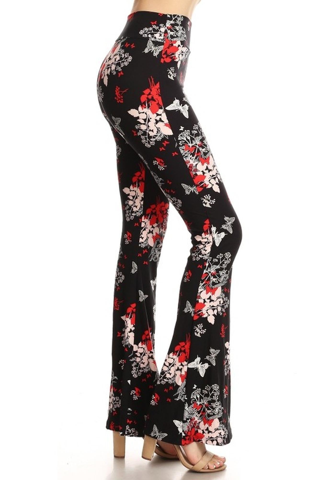 Buttery Smooth Butterfly Bloom Bell Bottom Leggings