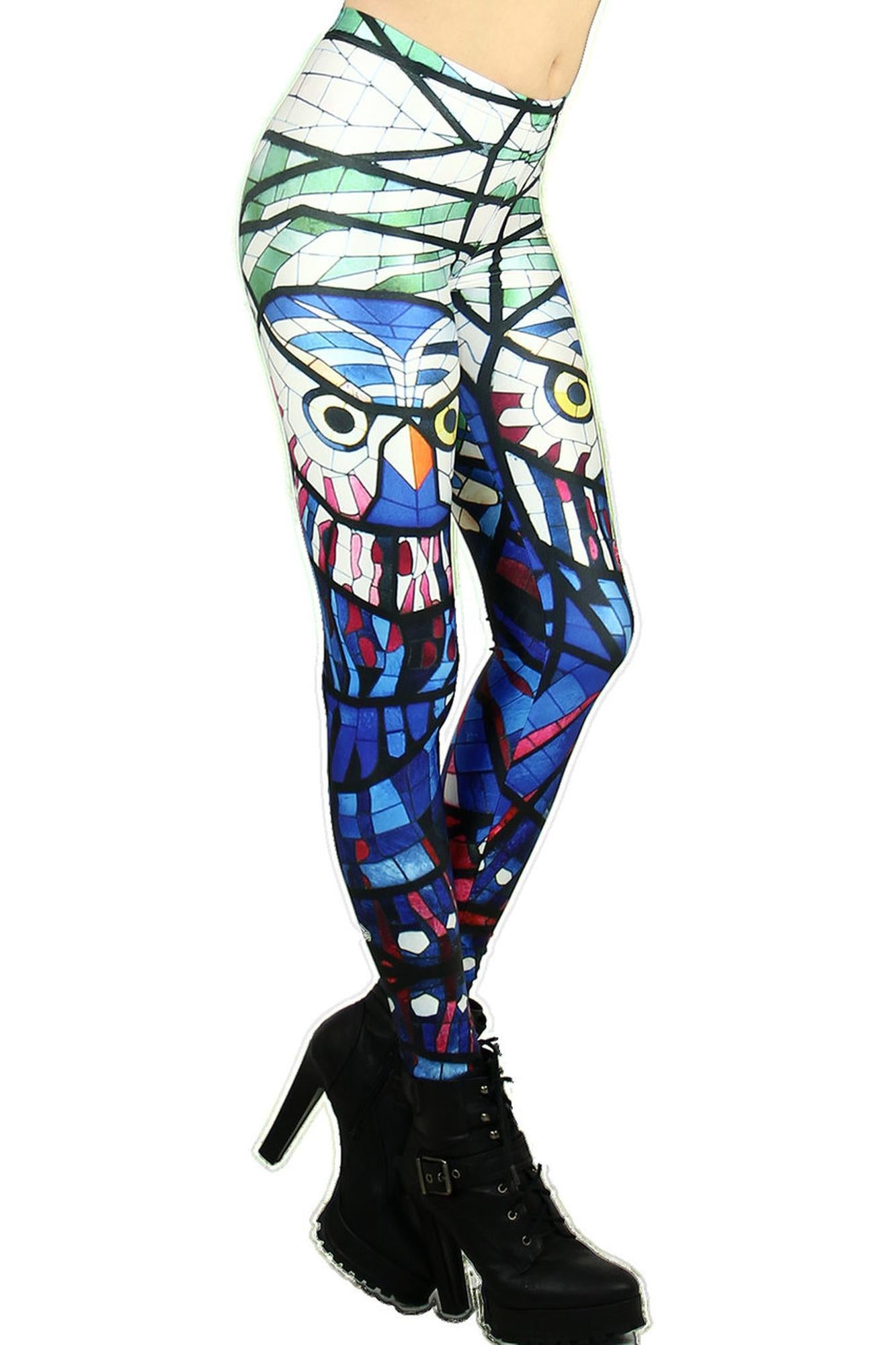 Colorful Mosaic Owl Leggings