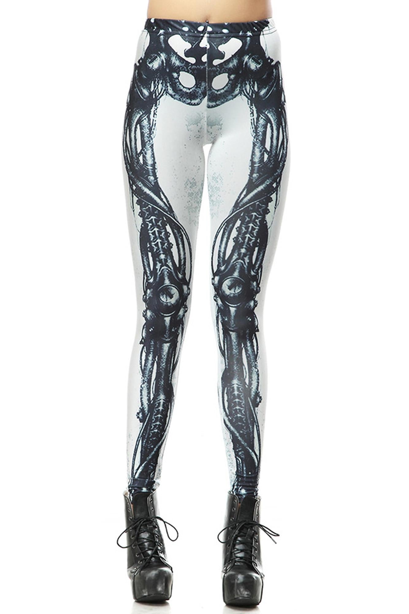 White Steampunk Skeleton Leggings