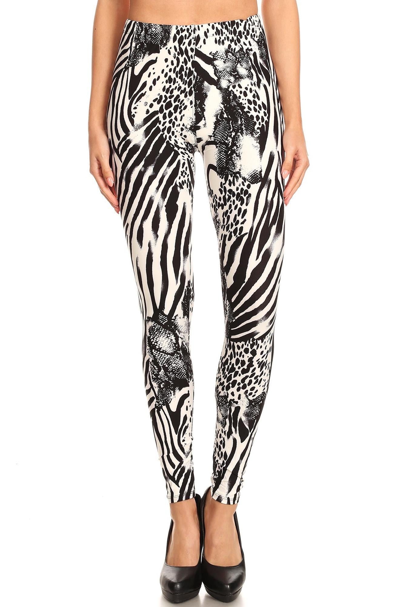 Buttery Soft Wild Safari Extra Plus Size Leggings - 3X-5X (XPlus One Size,Black)
