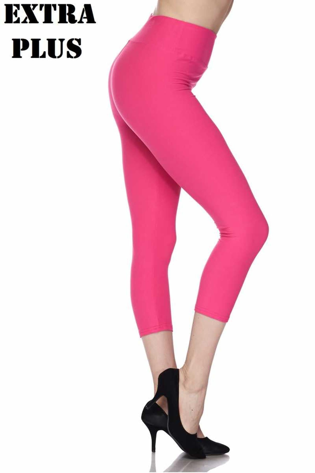 Brushed Basic Solid High Waisted Extra Plus Size Capris - 3 Inch - 3X-5X - New Mix
