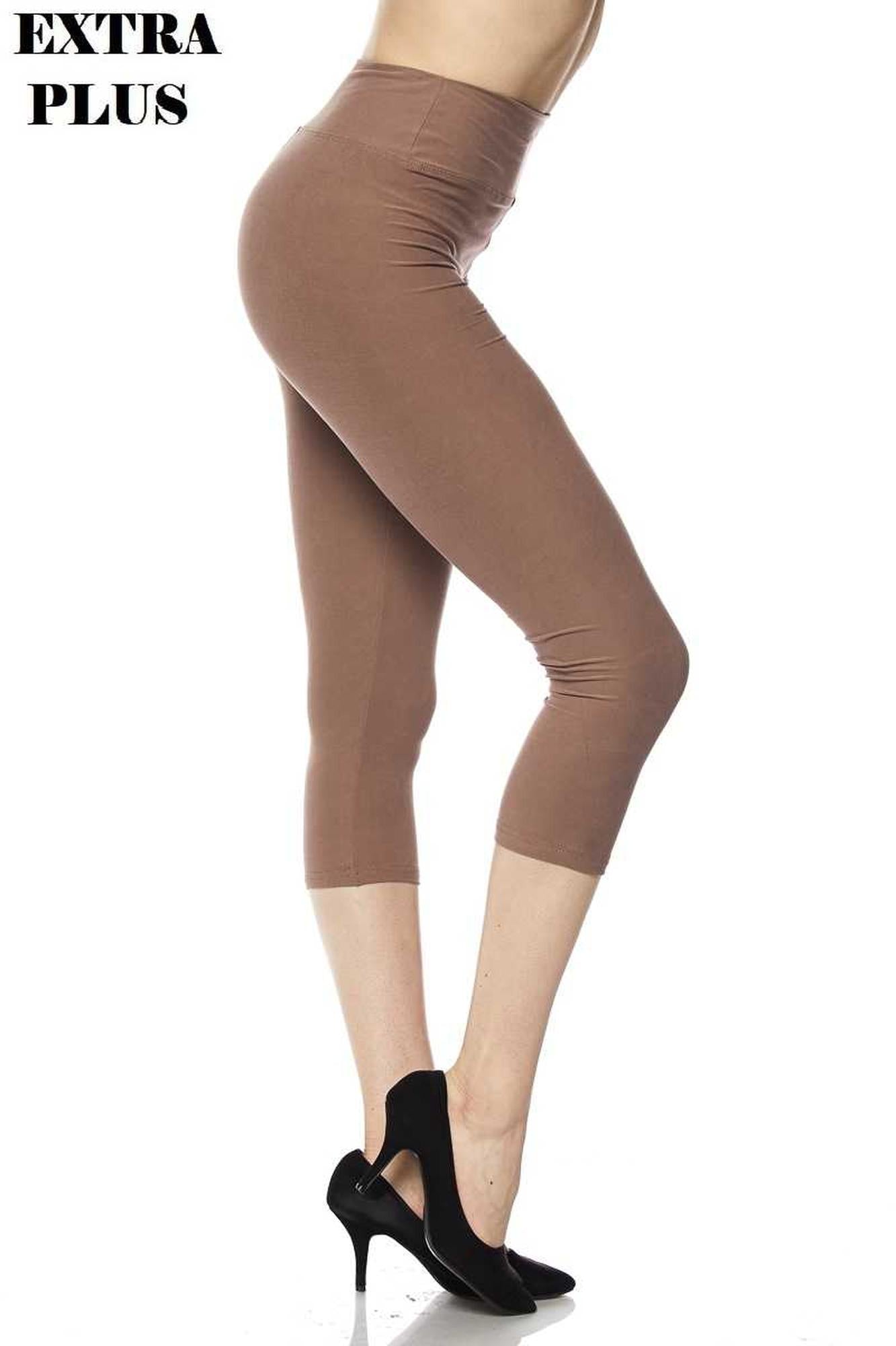 Brushed Basic Solid High Waisted Extra Plus Size Capris | 3 Inch | 3X|5X | New Mix