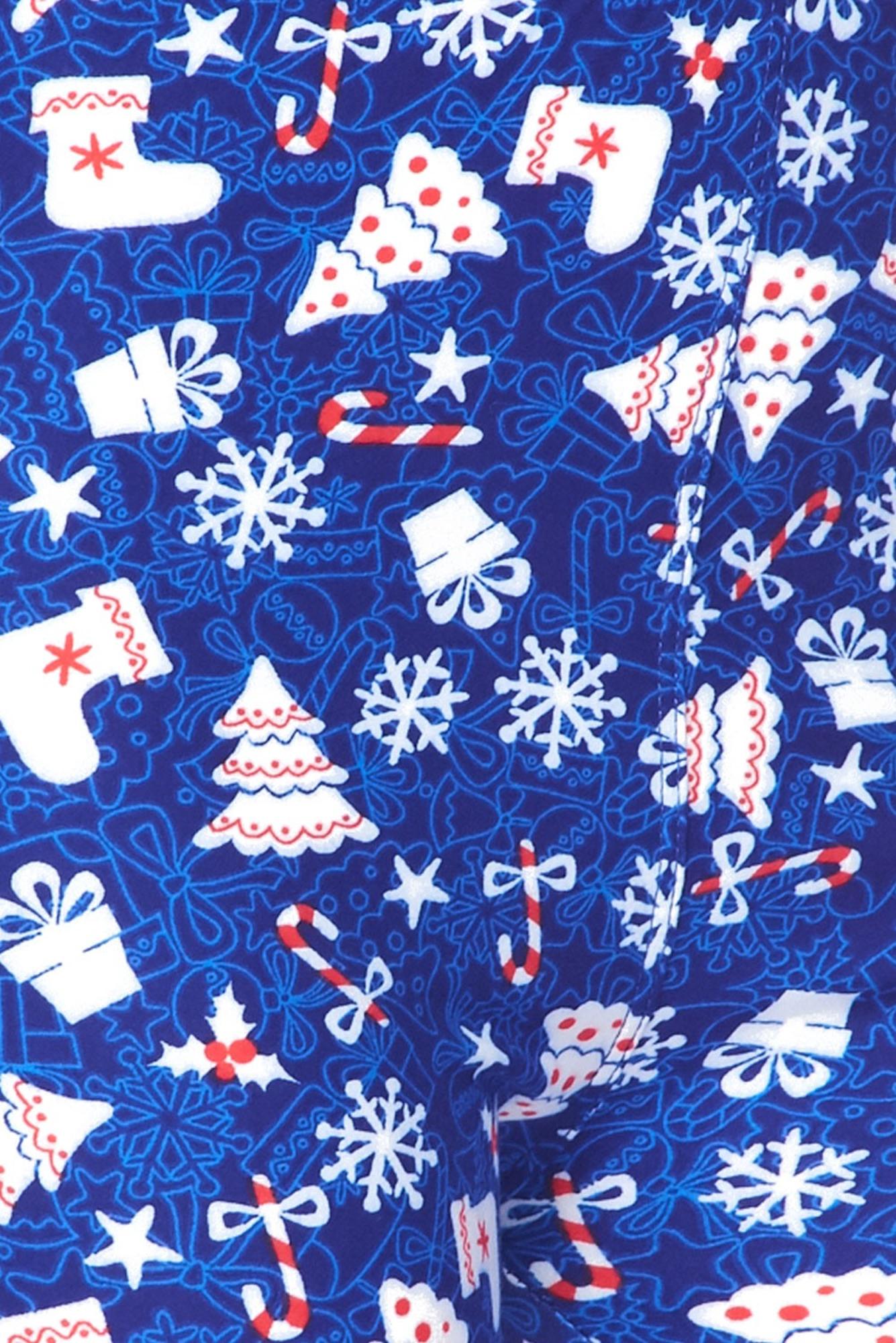 Buttery Soft Blue Christmas Merriment Extra Plus Size Leggings (XPlus One Size,Blue)