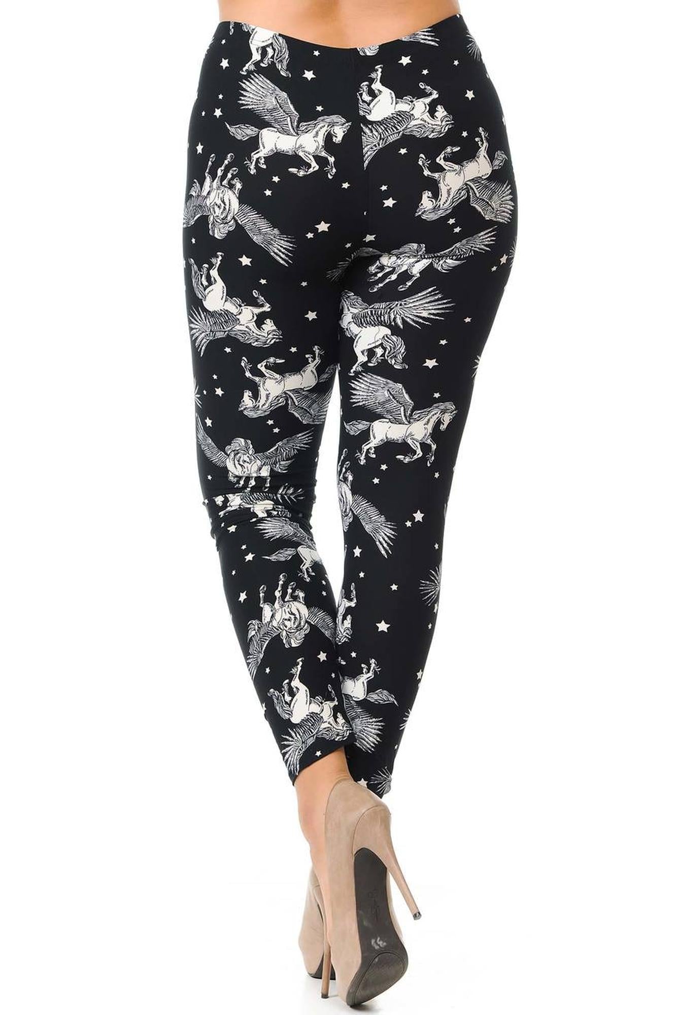 Buttery Soft Magical Pegasus Plus Size Leggings - 3X-5X (One Size Plus,Black)