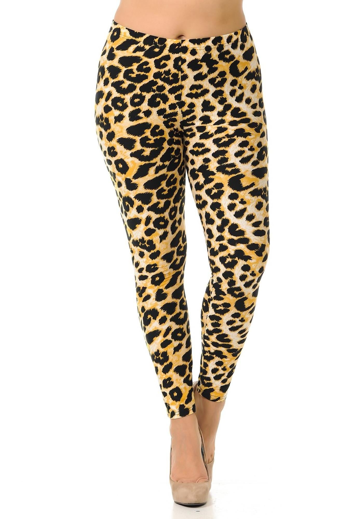 Buttery Soft Desert Leopard Plus Size Leggings - 3X-5X (One Size Plus,Brown)