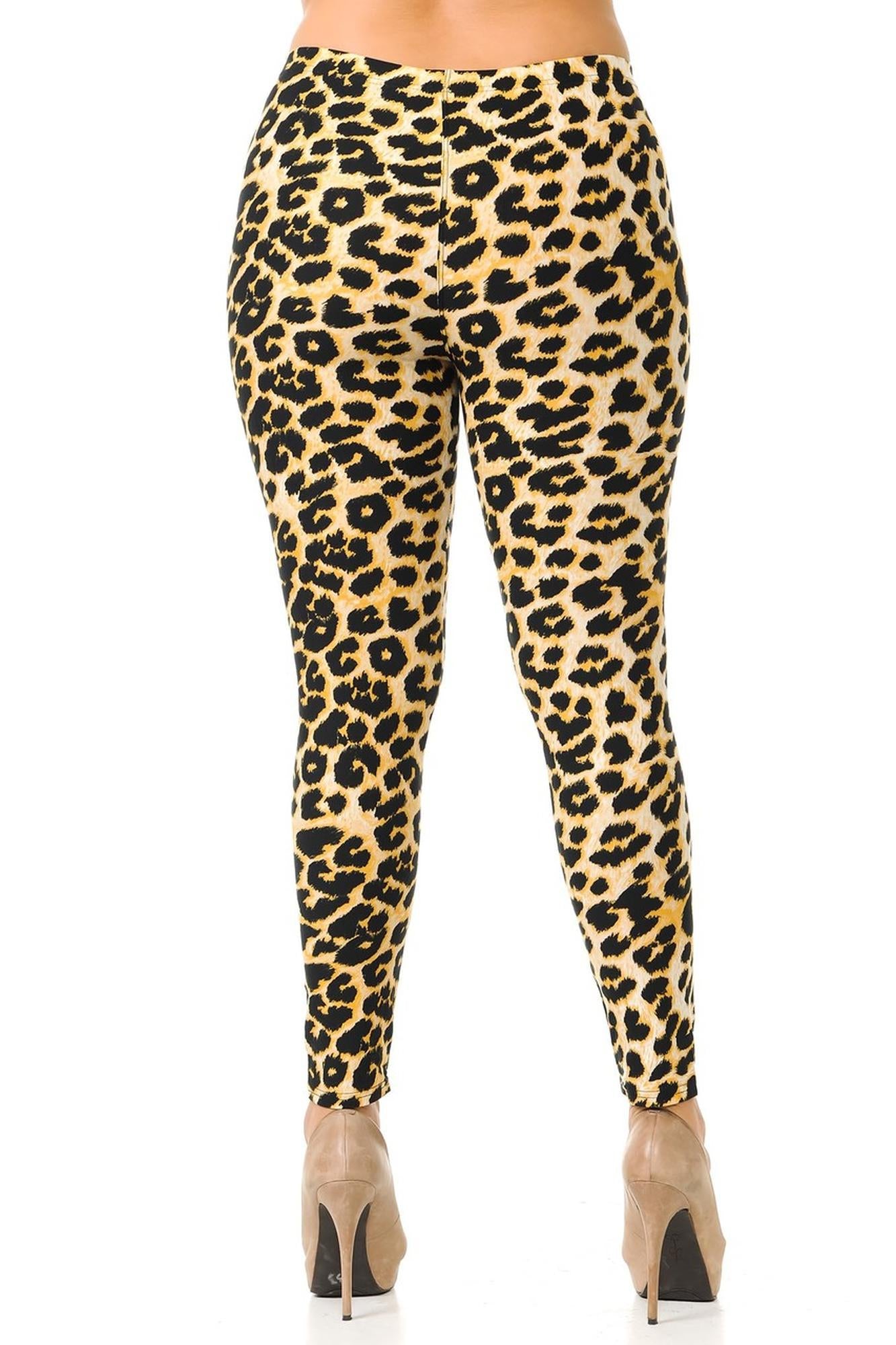 Buttery Soft Desert Leopard Plus Size Leggings - 3X-5X (One Size Plus,Brown)