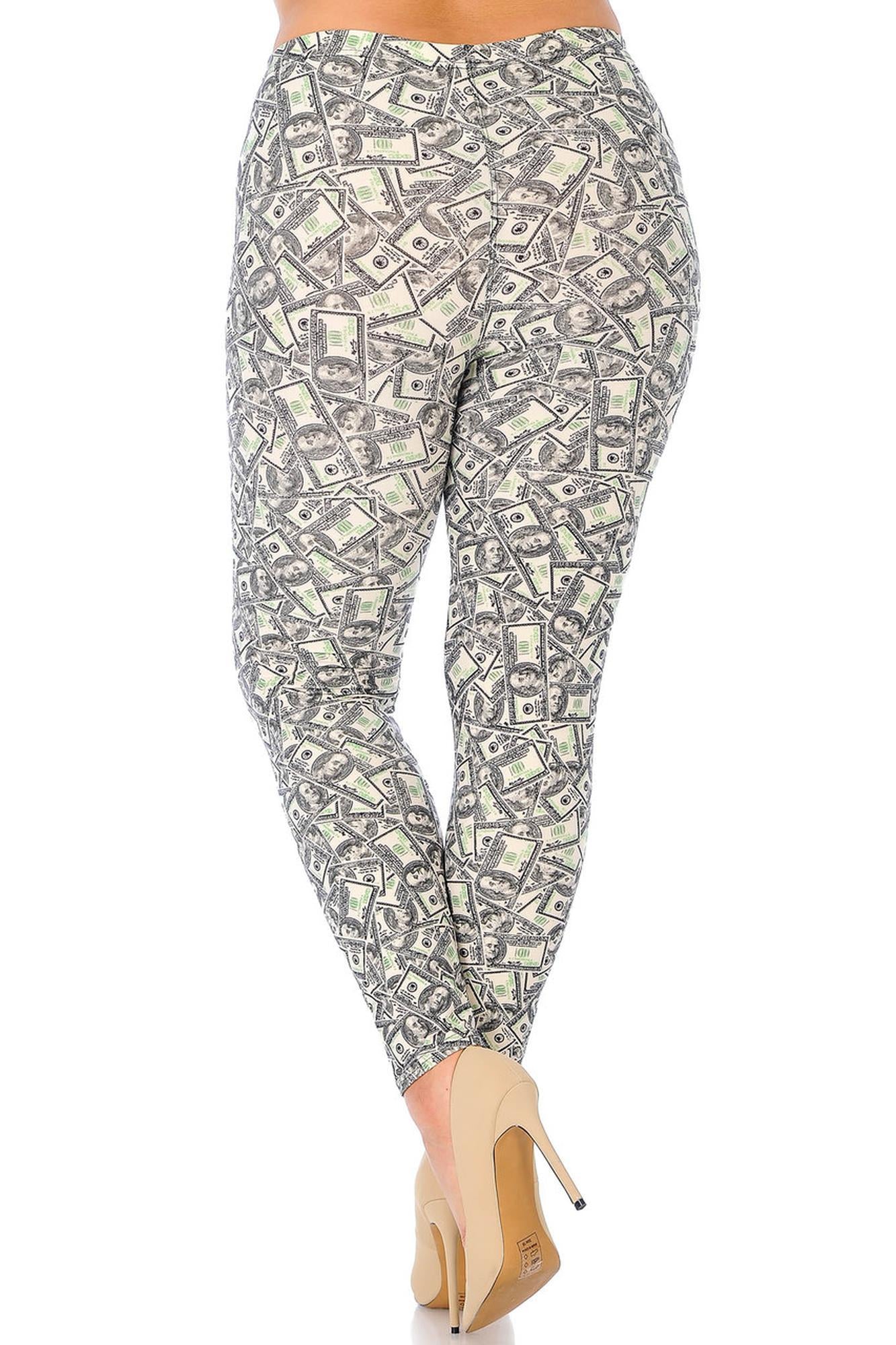 Buttery Soft Money Plus Size Leggings - 3X-5X (One Size Plus,Ivory)