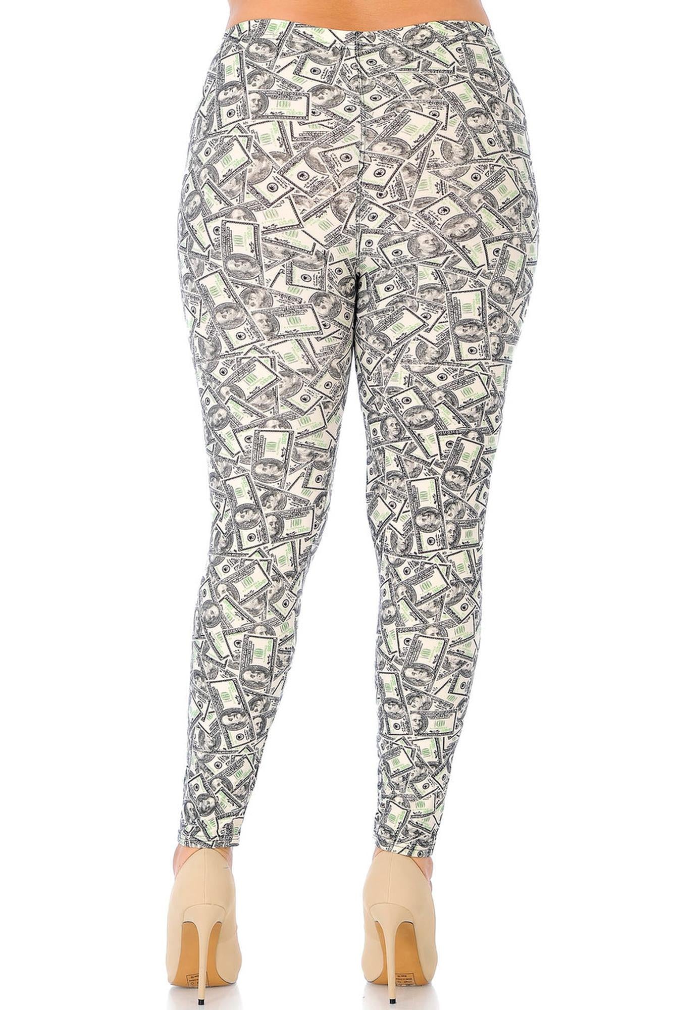 Buttery Soft Money Plus Size Leggings - 3X-5X (One Size Plus,Ivory)