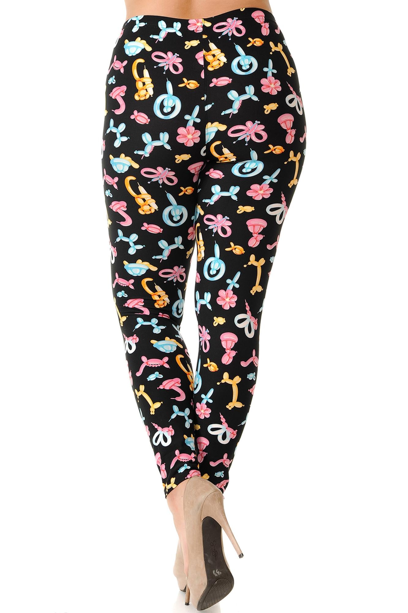 Buttery Soft Animal Balloon Plus Size Leggings - 3X-5X (One Size Plus,Pink)