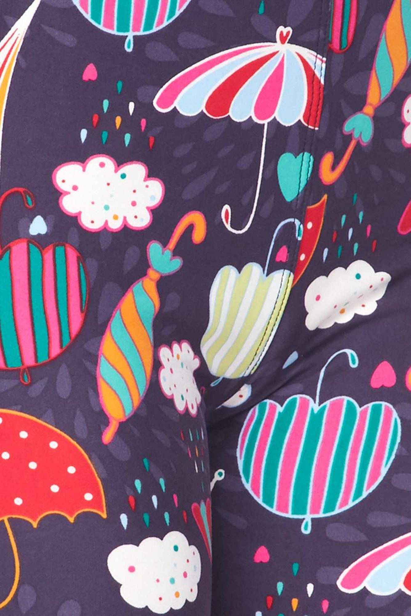 Buttery Soft Vintage Umbrella Extra Plus Size Leggings - 3X-5X (XPlus One Size,Multi Color Bold)