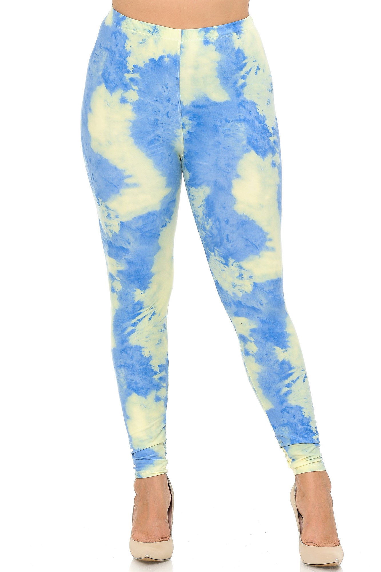 Buttery Soft Pastel Tie Dye Extra Plus Size Leggings - 3X-5X - EEVEE (XPlus One Size,Blue)