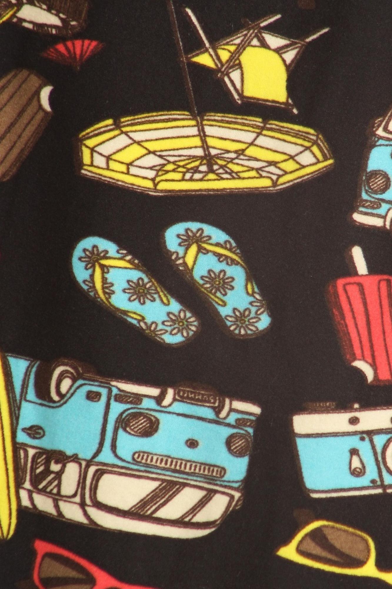 Buttery Soft Hippy Van Summer Holiday Extra Plus Size Leggings - 3X-5X (One Size Plus,Black)