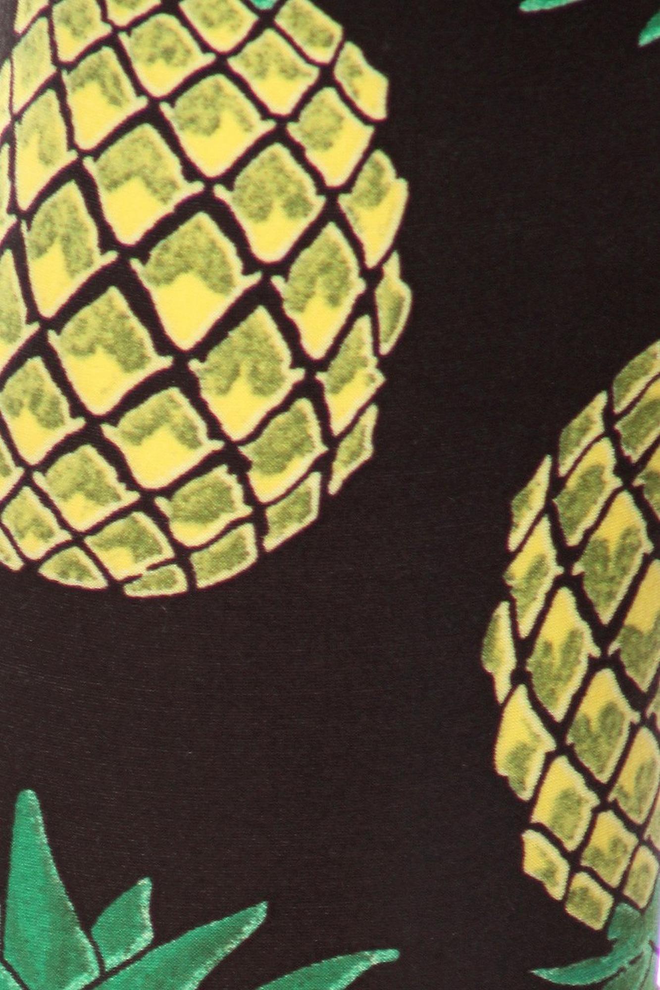 Buttery Soft Green Pineapple Plus Size Leggings - 3X-5X (One Size Plus,Green)