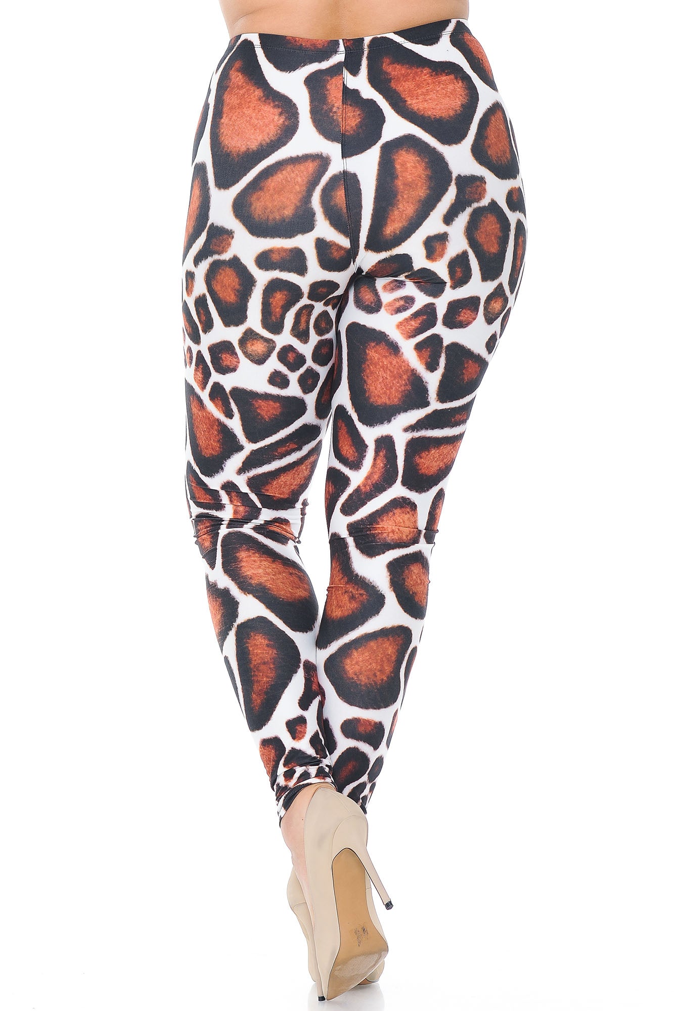 Creamy Soft Giraffe Print Extra Plus Size Leggings - 3X-5X - USA Fashion (XPlus One Size,Brown)