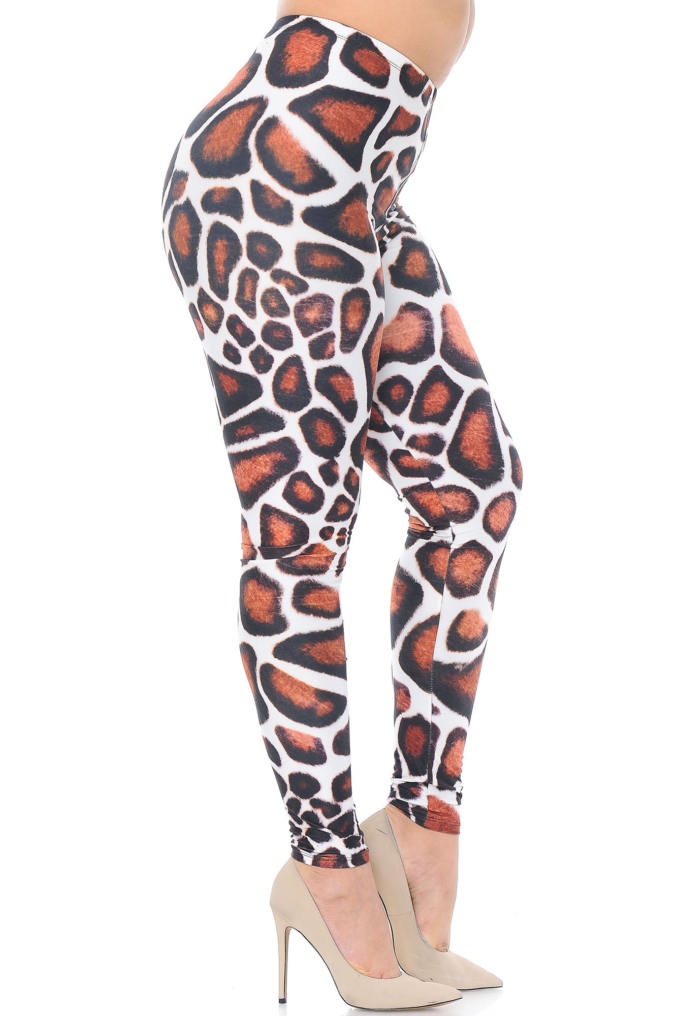 Creamy Soft Giraffe Print Extra Plus Size Leggings - 3X-5X - USA Fashion (XPlus One Size,Brown)