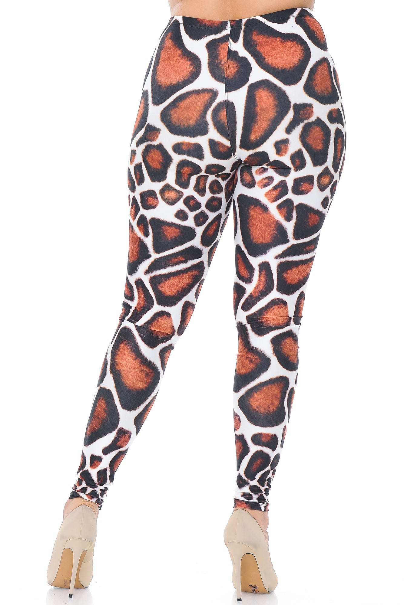 Creamy Soft Giraffe Print Extra Plus Size Leggings - 3X-5X - USA Fashion (XPlus One Size,Brown)