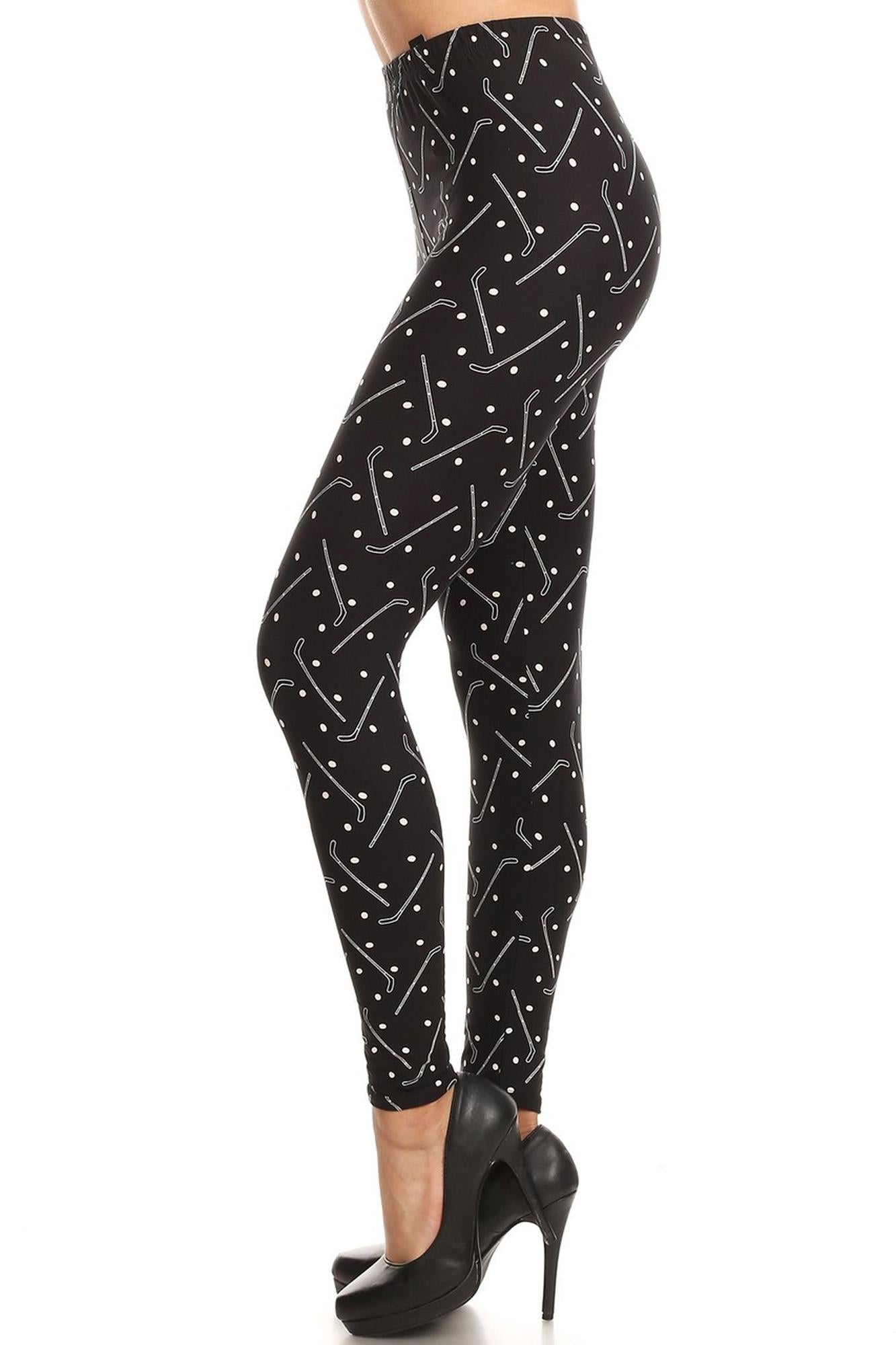 Buttery Soft Hockey Plus Size Leggings - 3X-5X - LIMITED EDITION (One Size Plus,Black)