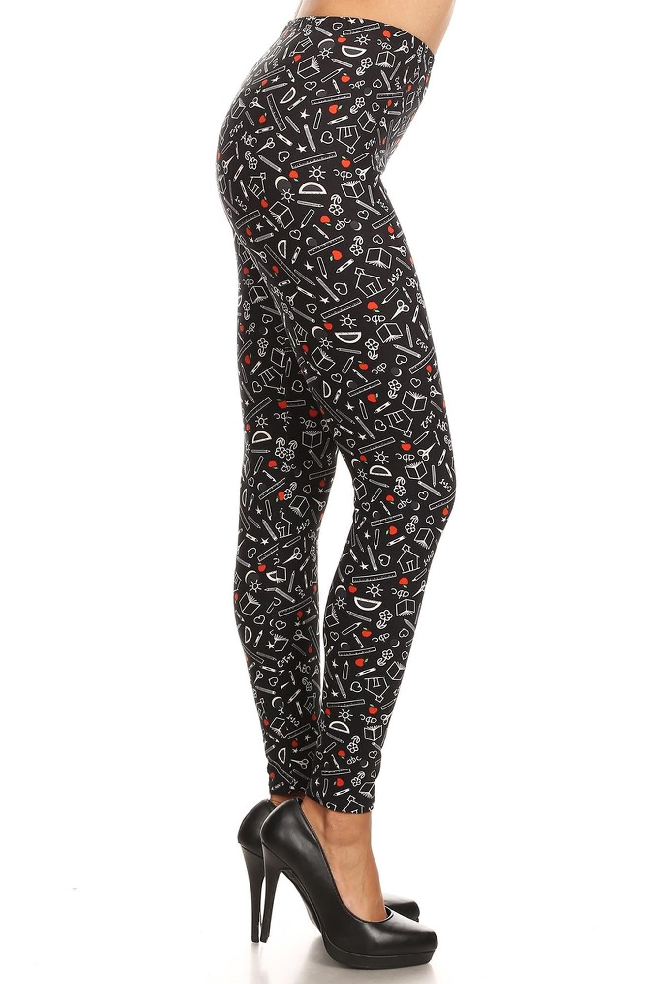Buttery Soft College Student Plus Size Leggings - 3X-5X - LIMITED EDITION (One Size Plus,Black)