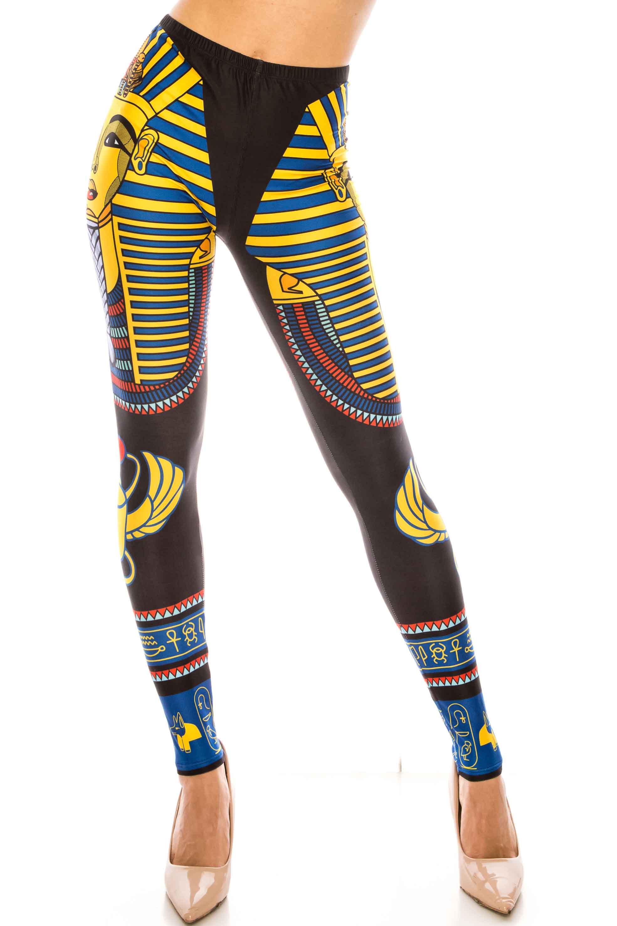 Creamy Soft King Tut Extra Plus Size Leggings - 3X-5X - USA Fashion (XPlus One Size,Yellow)