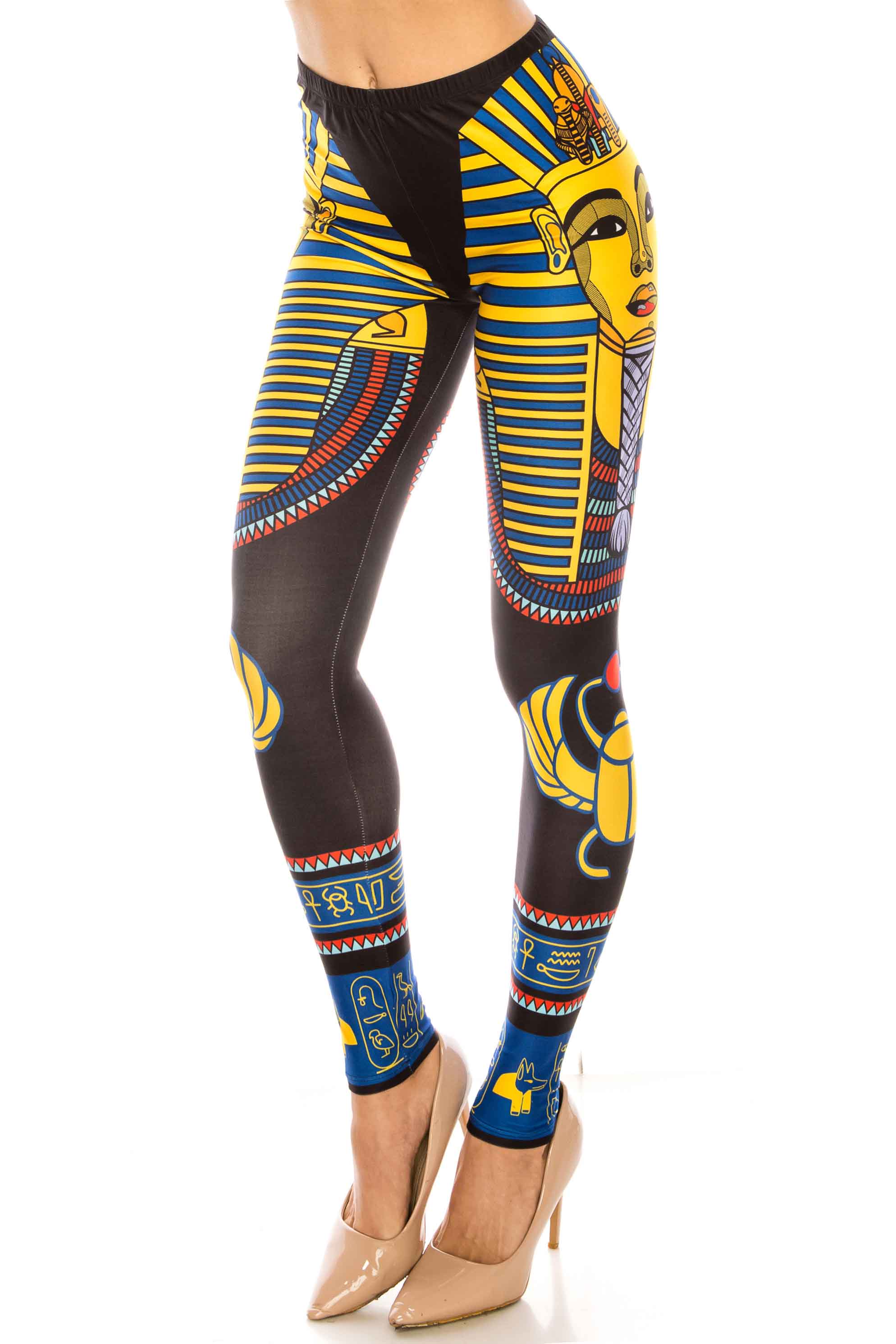 Creamy Soft King Tut Extra Plus Size Leggings - 3X-5X - USA Fashion (XPlus One Size,Yellow)