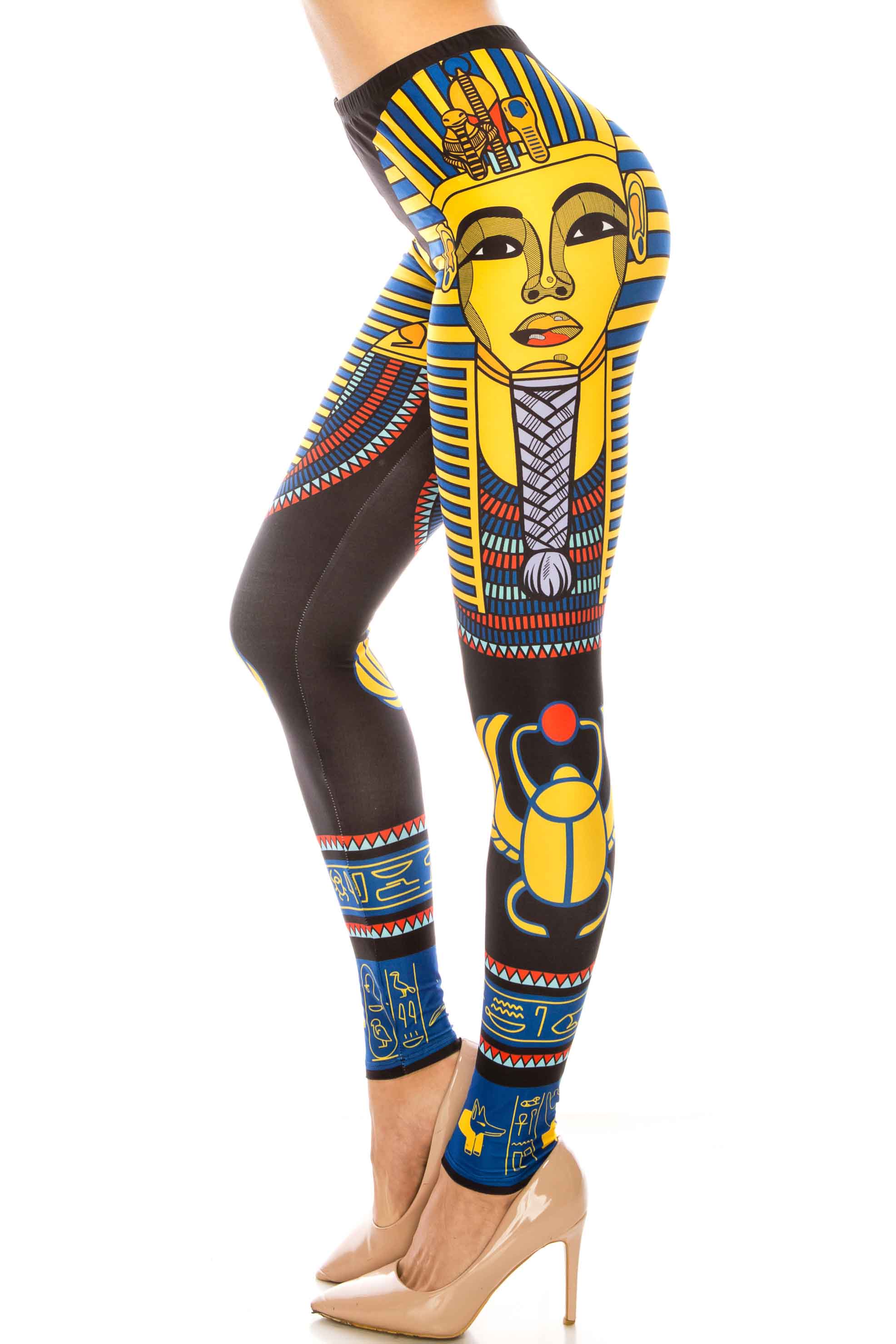 Creamy Soft King Tut Extra Plus Size Leggings - 3X-5X - USA Fashion (XPlus One Size,Yellow)