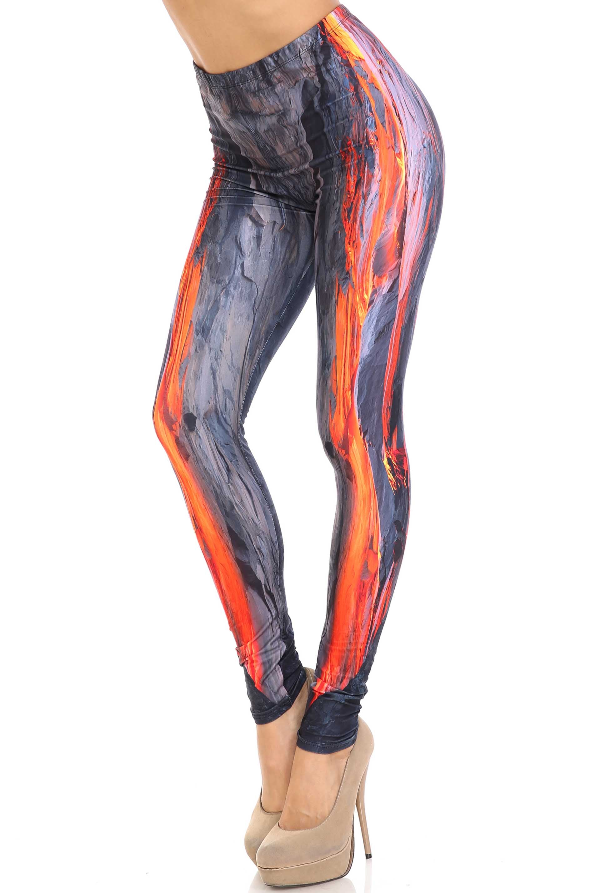 Creamy Soft Hot Lava Extra Plus Size Leggings - 3X-5X - By USA Fashion (XPlus One Size,Charcoal)