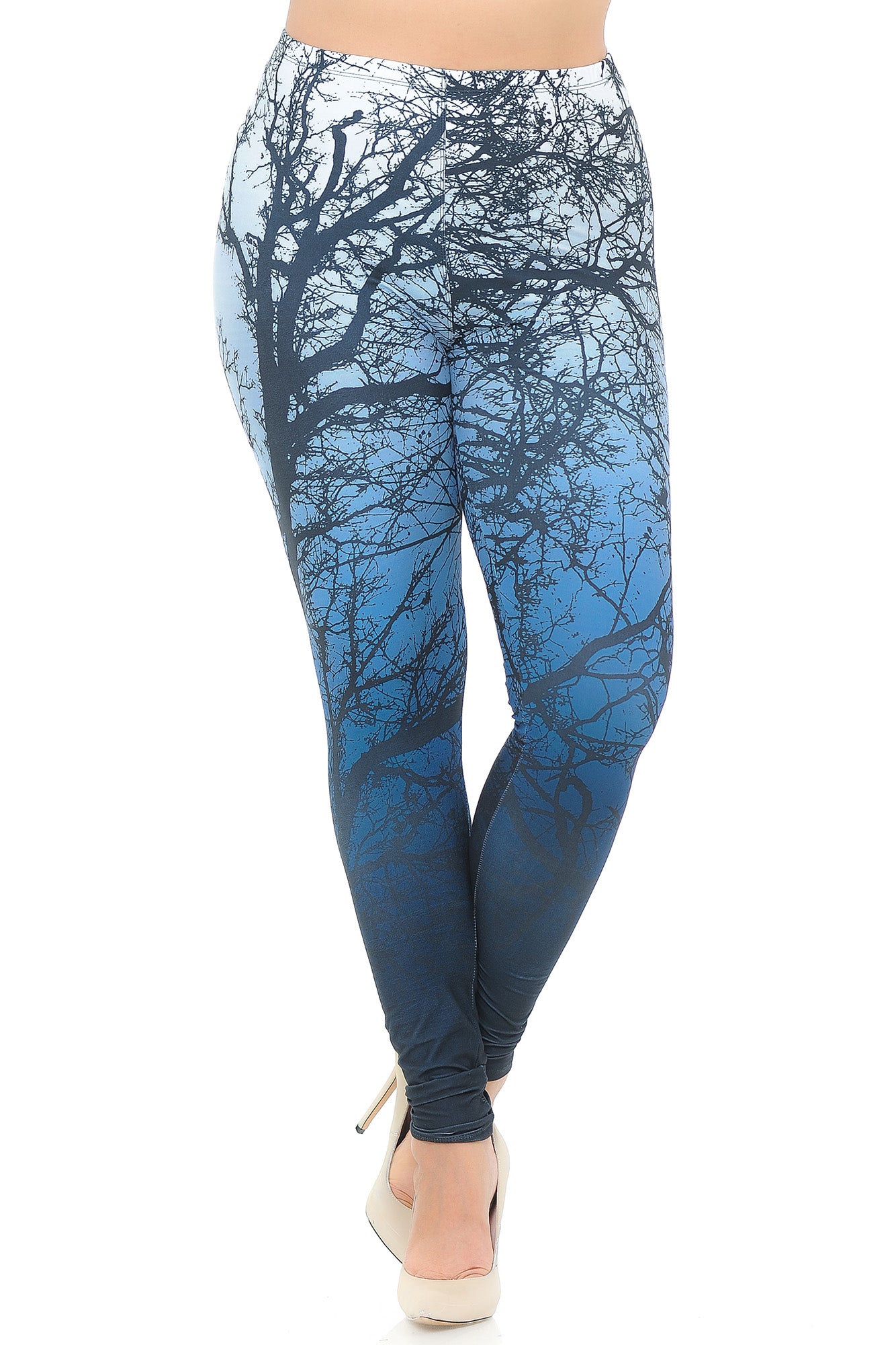 Creamy Soft Ombre Forest Extra Plus Size Leggings - 3X-5X - USA Fashion (XPlus One Size,Blue)