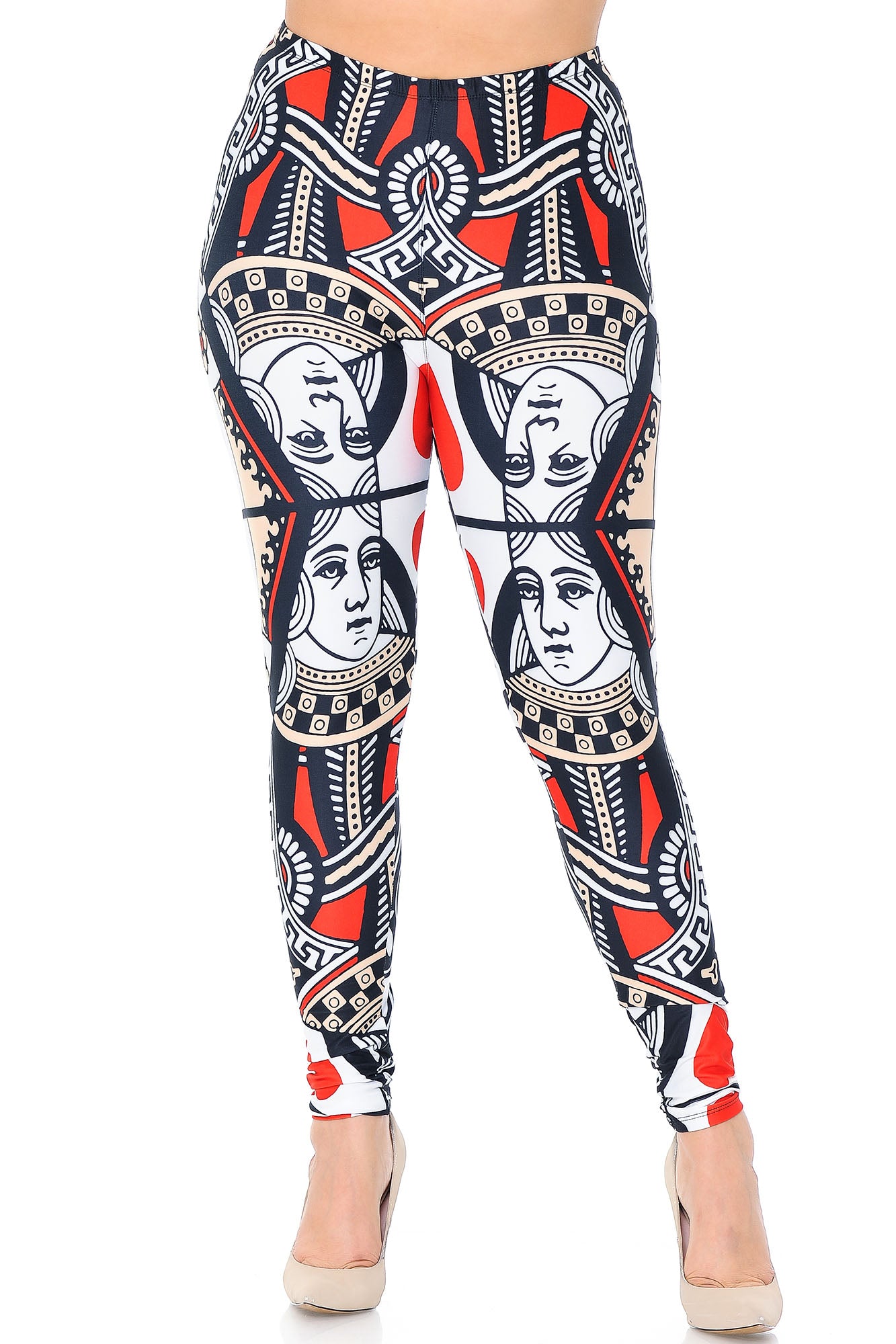 Creamy Soft Queen of Hearts Extra Plus Size Leggings - 3X-5X - USA Fashion (XPlus One Size,Multi Color Bold)
