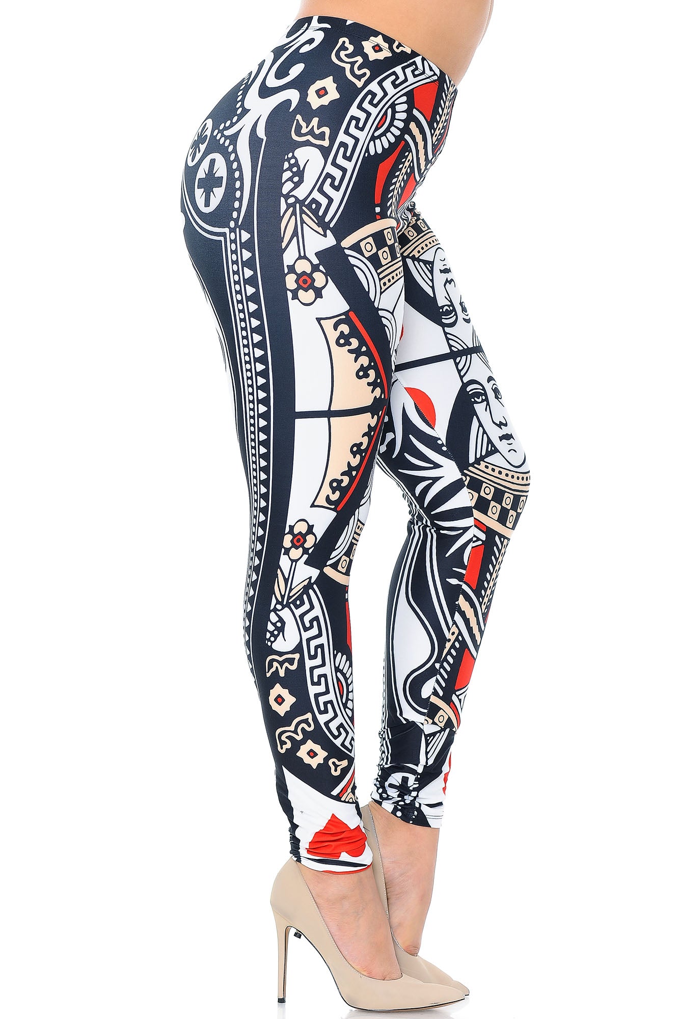 Creamy Soft Queen of Hearts Extra Plus Size Leggings - 3X-5X - USA Fashion (XPlus One Size,Multi Color Bold)