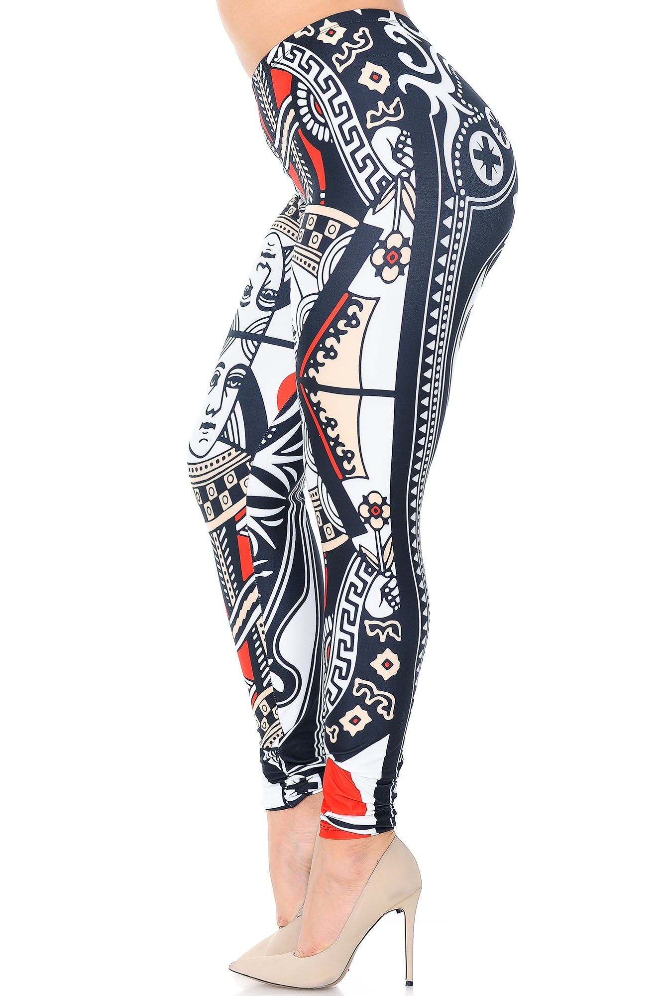 Creamy Soft Queen of Hearts Extra Plus Size Leggings - 3X-5X - USA Fashion (XPlus One Size,Multi Color Bold)
