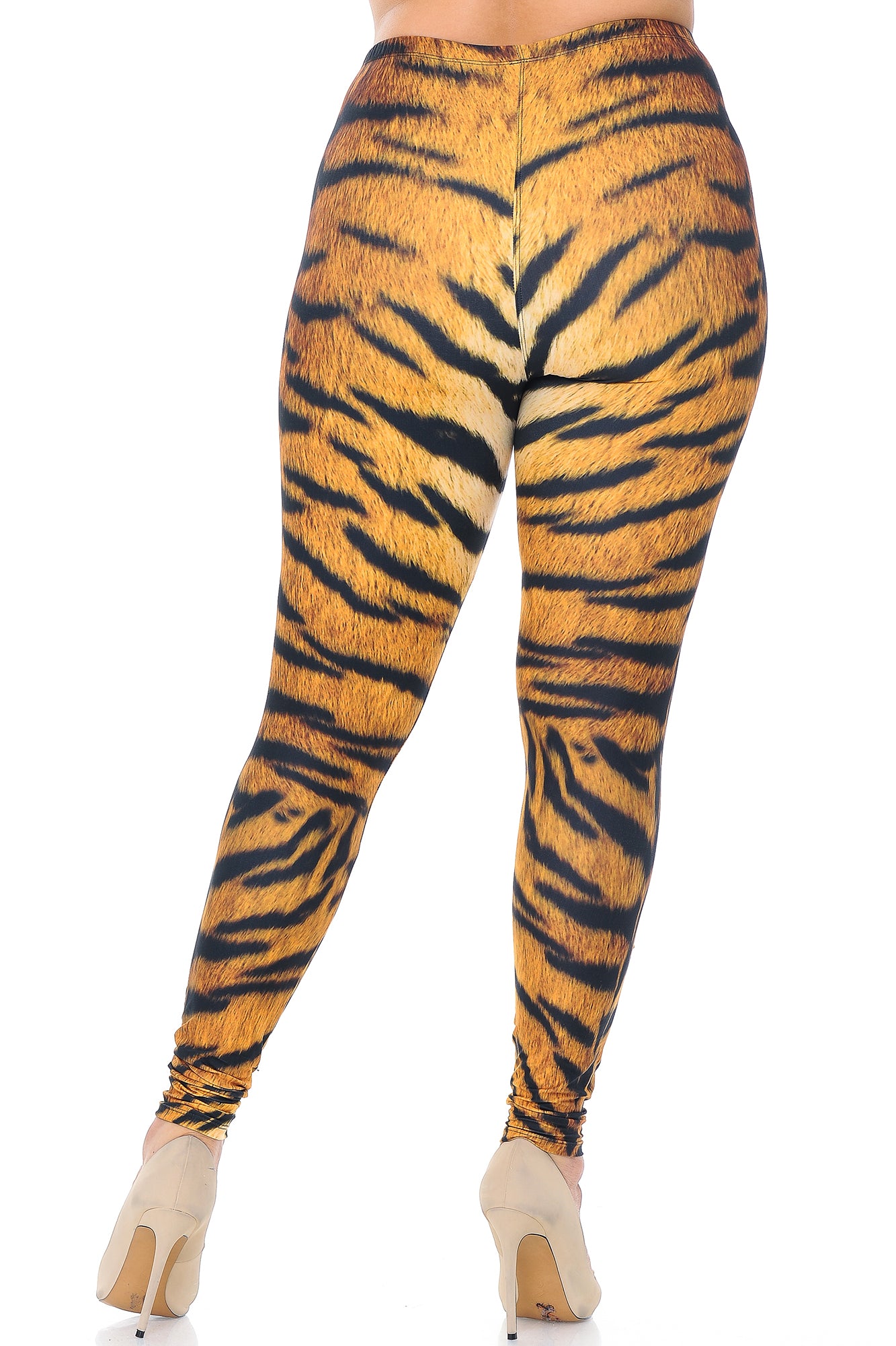 Creamy Soft Tiger Print Extra Plus Size Leggings - 3X-5X - USA Fashion (XPlus One Size,Brown)