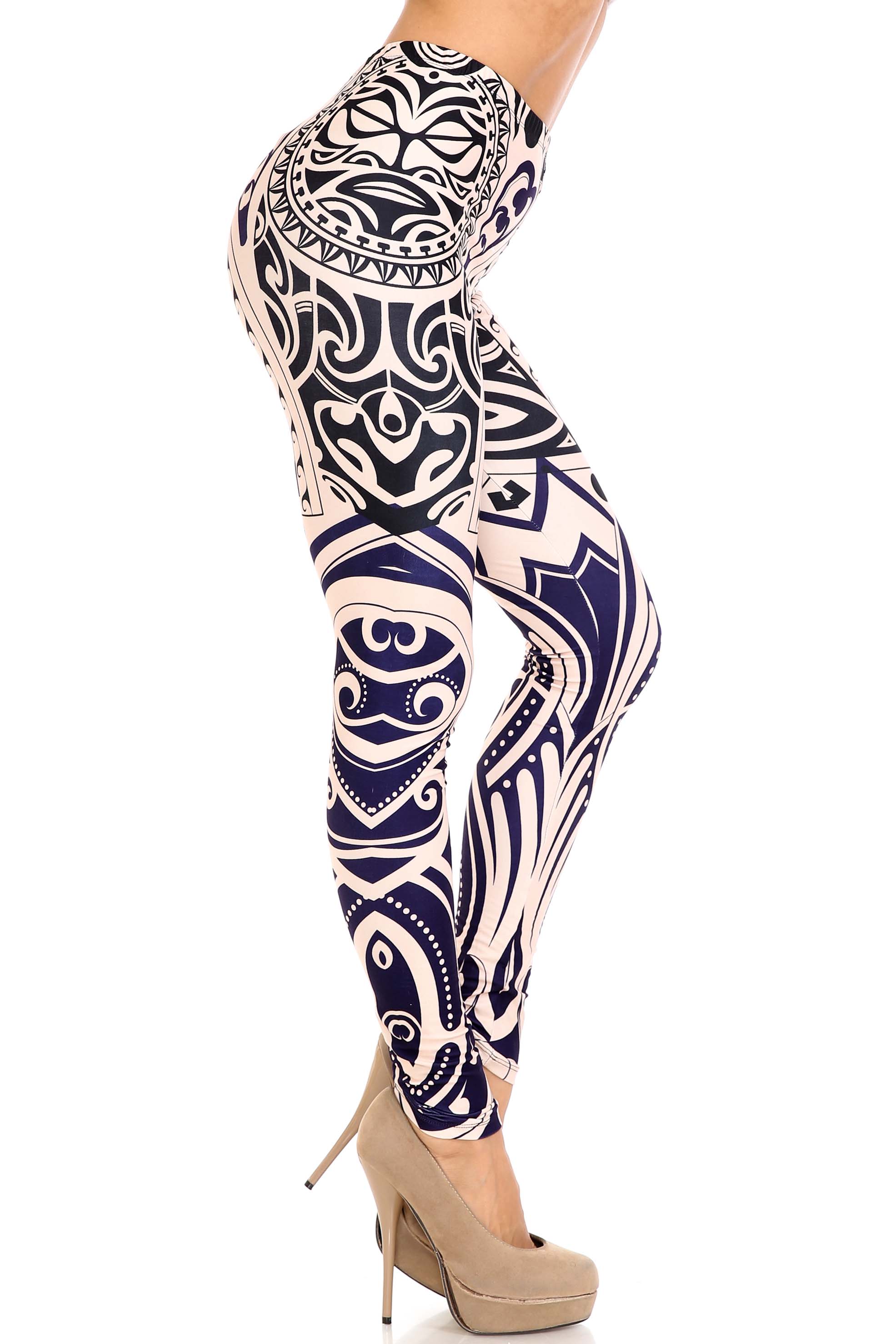 Creamy Soft Valhalla Extra Plus Size Leggings - 3X-5X - USA Fashion (XPlus One Size,Beige)