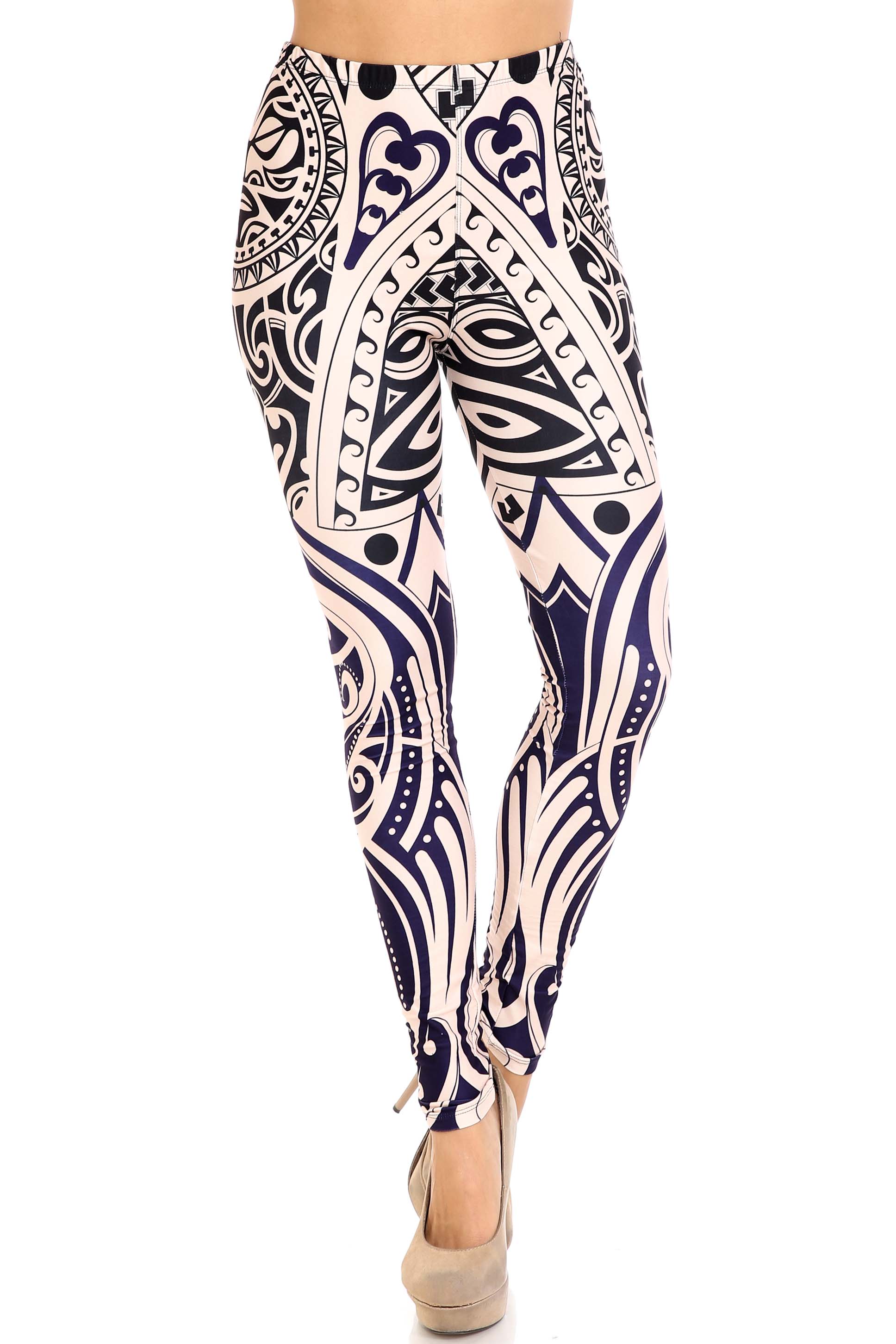 Creamy Soft Valhalla Extra Plus Size Leggings - 3X-5X - USA Fashion (XPlus One Size,Beige)