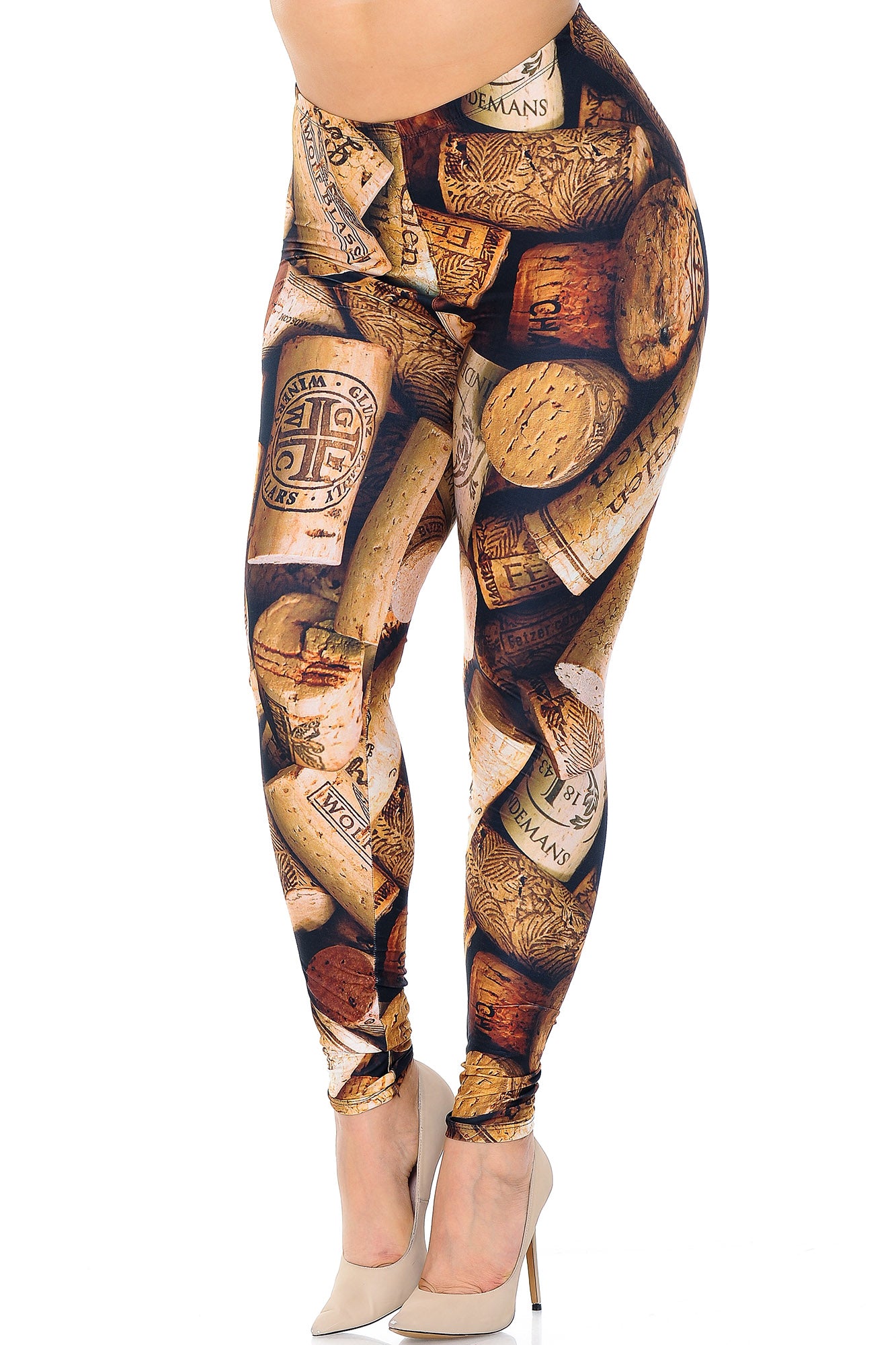 Creamy Soft Wine Cork Extra Plus Size Leggings - 3X-5X - USA Fashion (XPlus One Size,Brown)