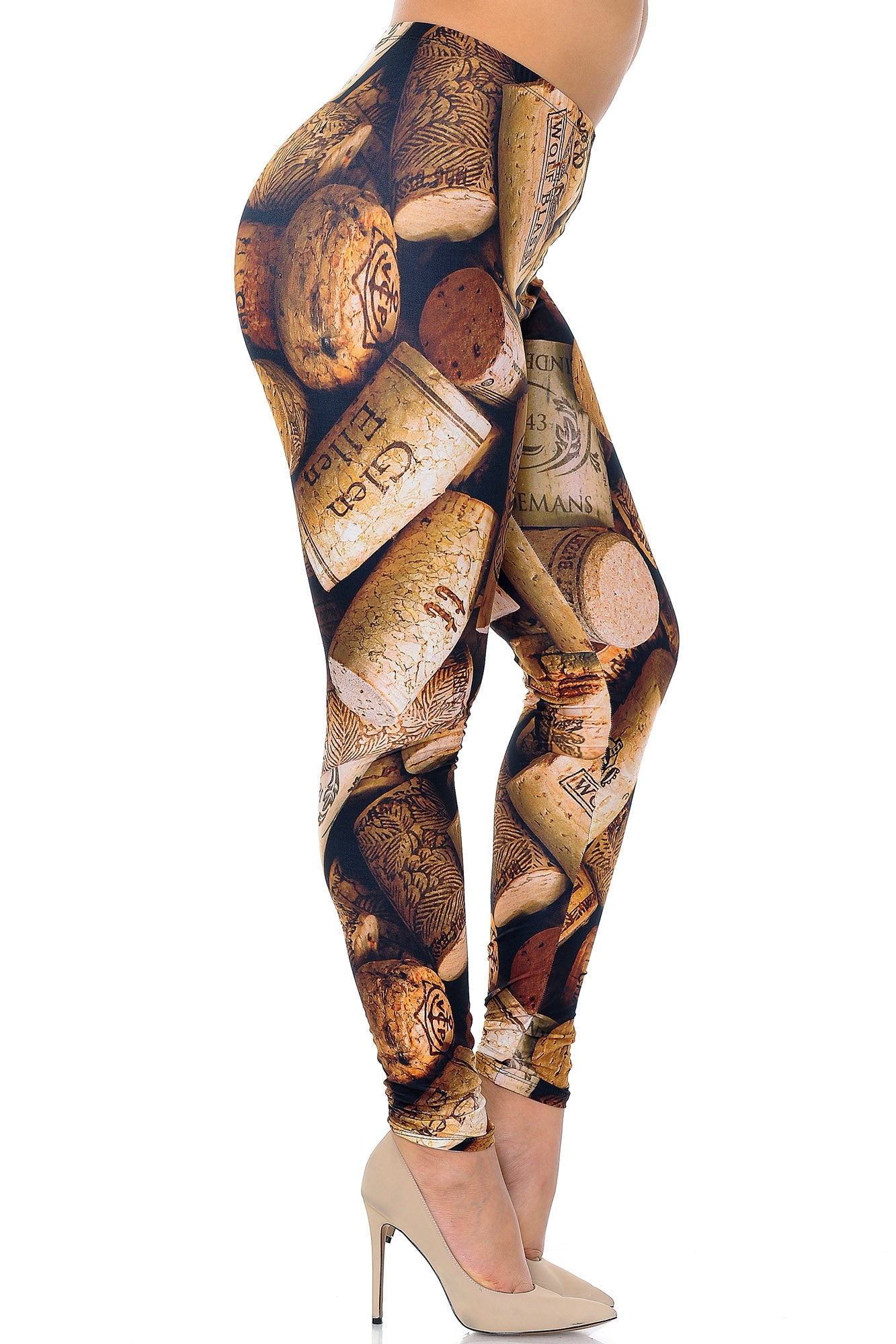 Creamy Soft Wine Cork Extra Plus Size Leggings - 3X-5X - USA Fashion (XPlus One Size,Brown)