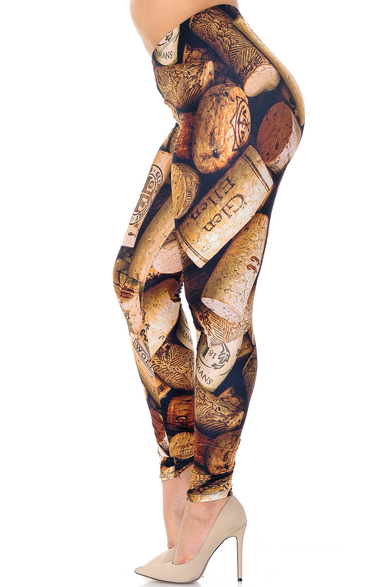 Creamy Soft Wine Cork Extra Plus Size Leggings - 3X-5X - USA Fashion (XPlus One Size,Brown)
