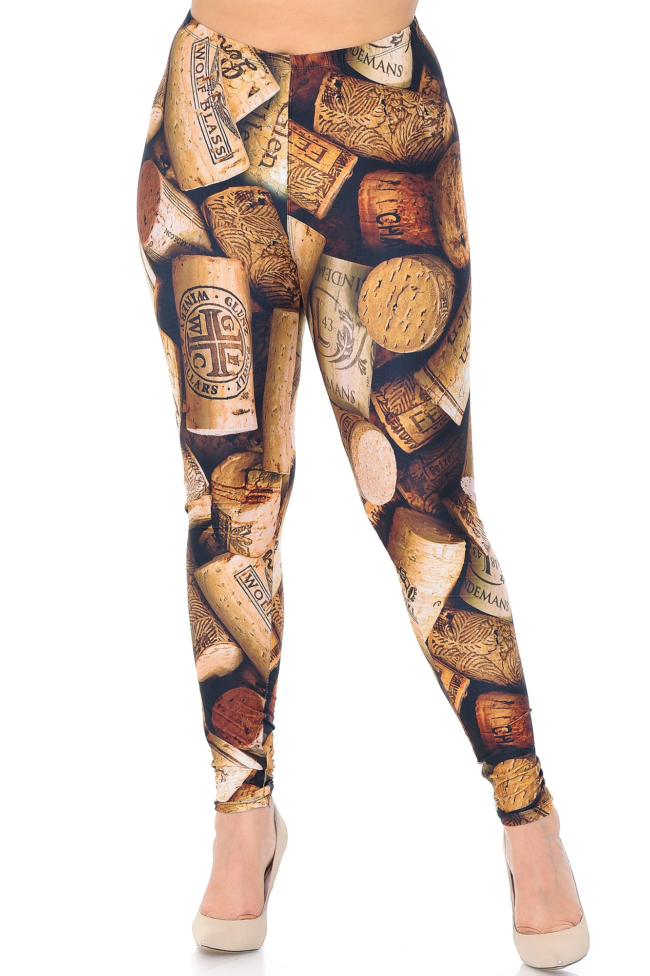 Creamy Soft Wine Cork Extra Plus Size Leggings - 3X-5X - USA Fashion (XPlus One Size,Brown)