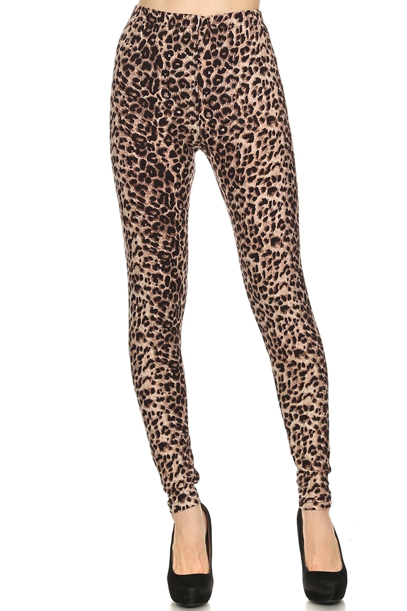 Buttery Soft Feral Cheetah Leggings (One Size Regular,Brown)