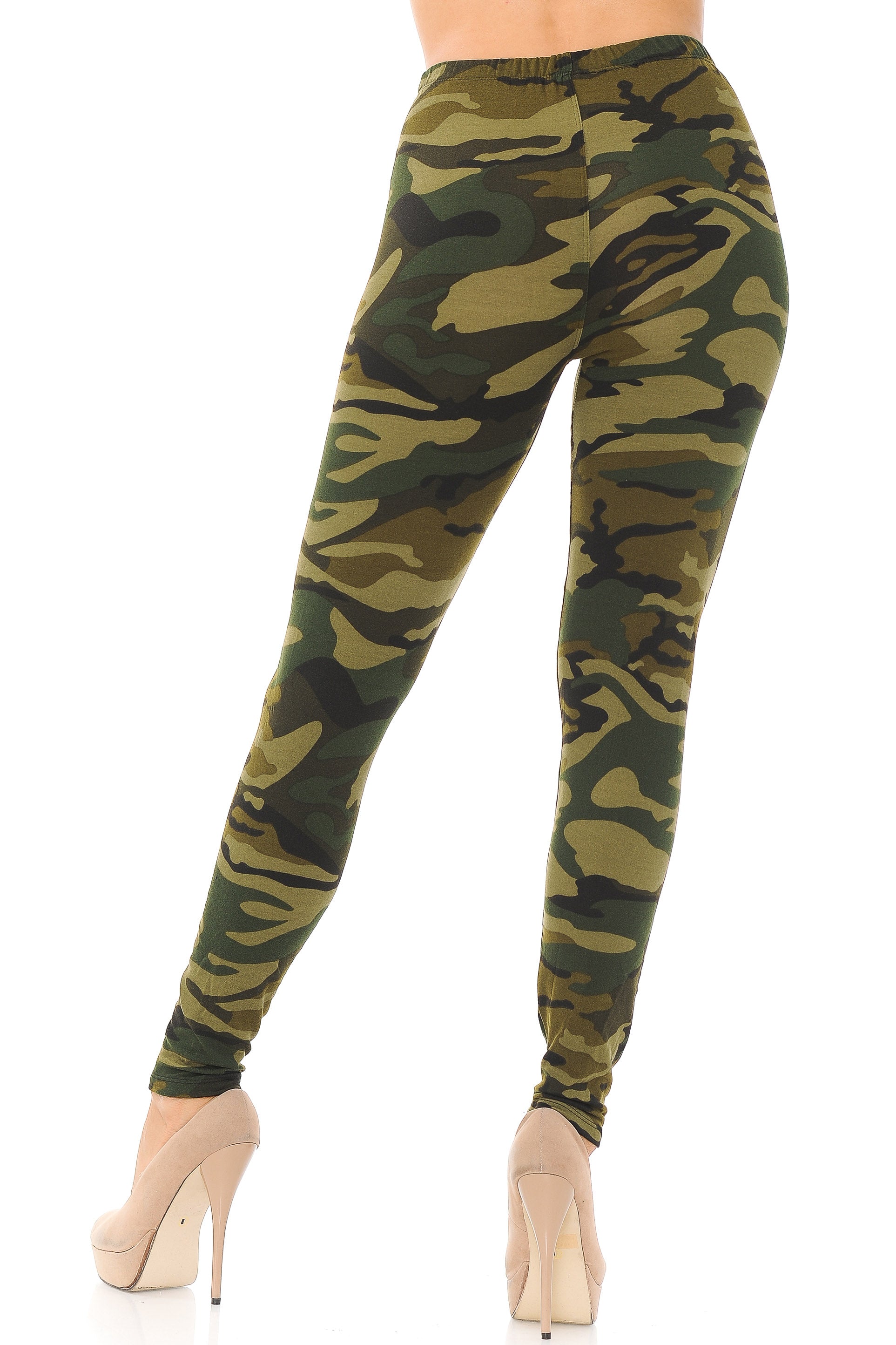 Buttery Soft Green Camouflage Leggings - EEVEE (One Size Regular,Green)