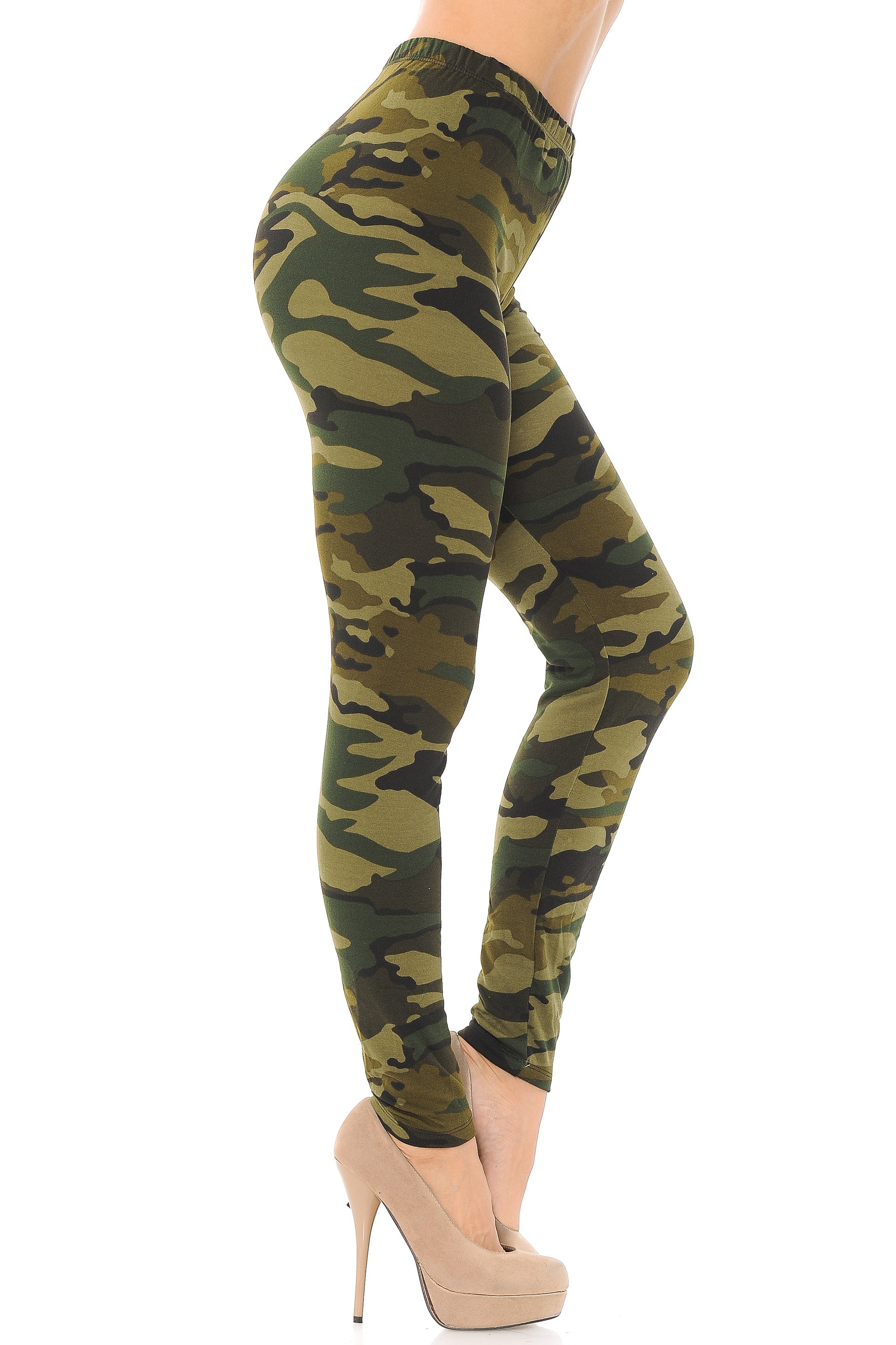 Buttery Soft Green Camouflage Leggings - EEVEE (One Size Regular,Green)